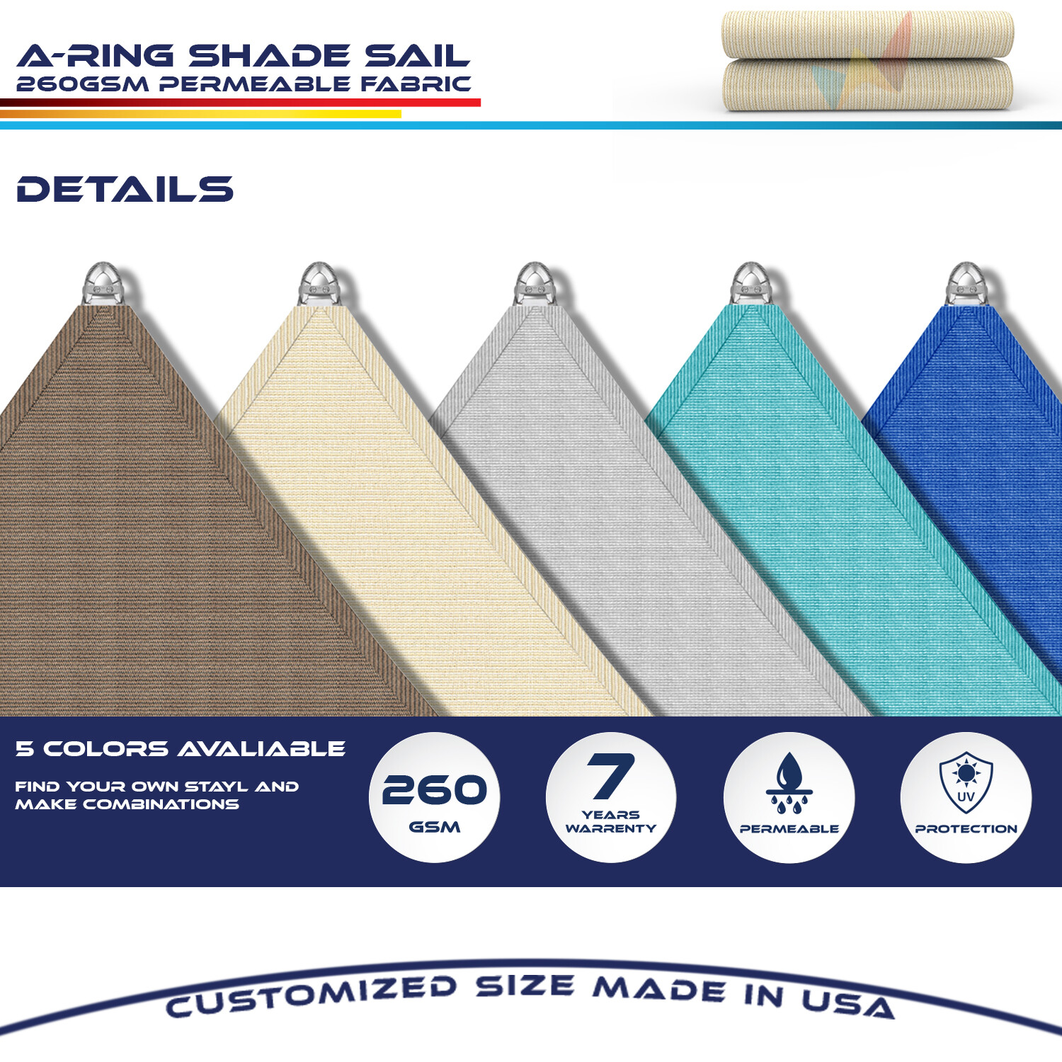 24x24' Sun Shade Sail Heavy Duty Awning Garden Yard Canopy Cover w/ Steel Wire