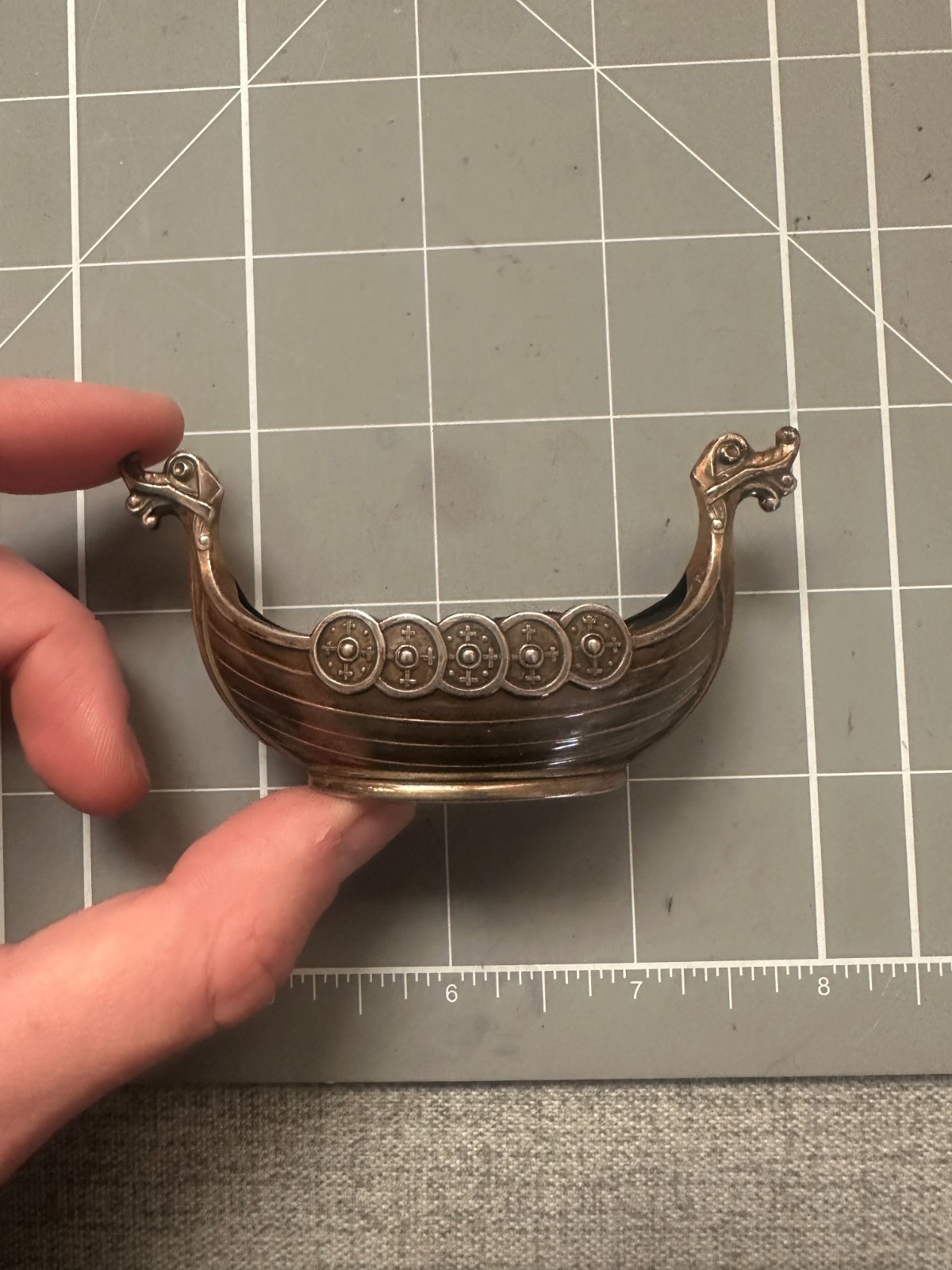 Vintage Theodor Olsen Norway Sterling Silver Viking Ship Salt Dish Lot 37