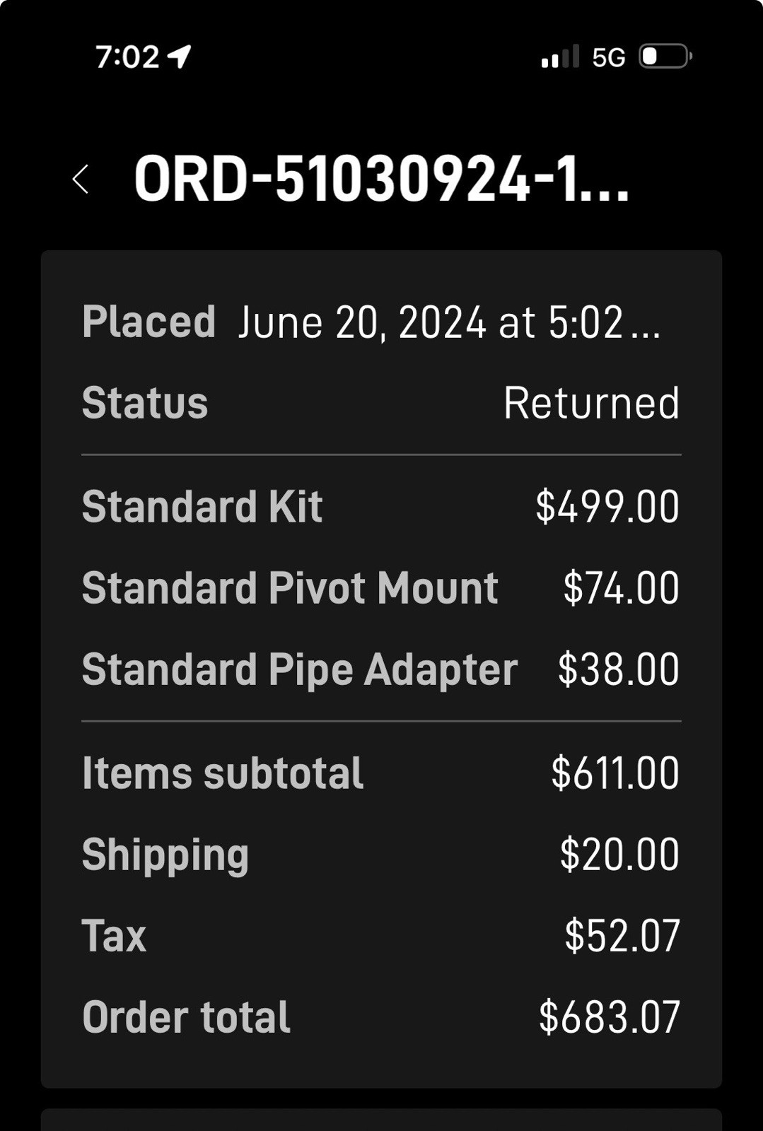 Starlink Standard Kit Satellite Dish Router Pivot Mount SL-1111974-41726-69