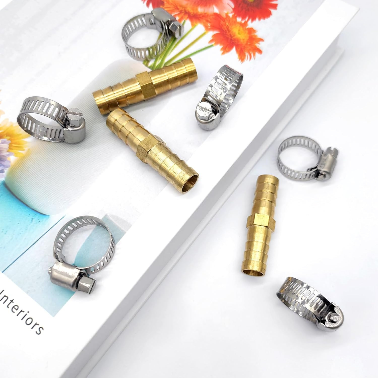 3Pcs 3/8"(10Mm) Hose Repair Kit Hose Connector Barb Splicer Mender Hose Brass Ba