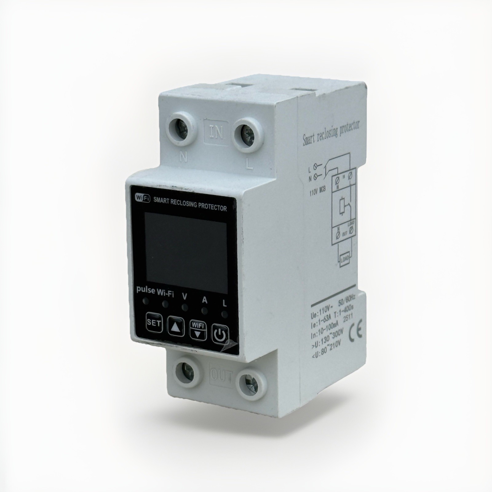 120V 240V 63A WiFi Smart Amp Meter Earth Leakage Voltage Reclosing Protector