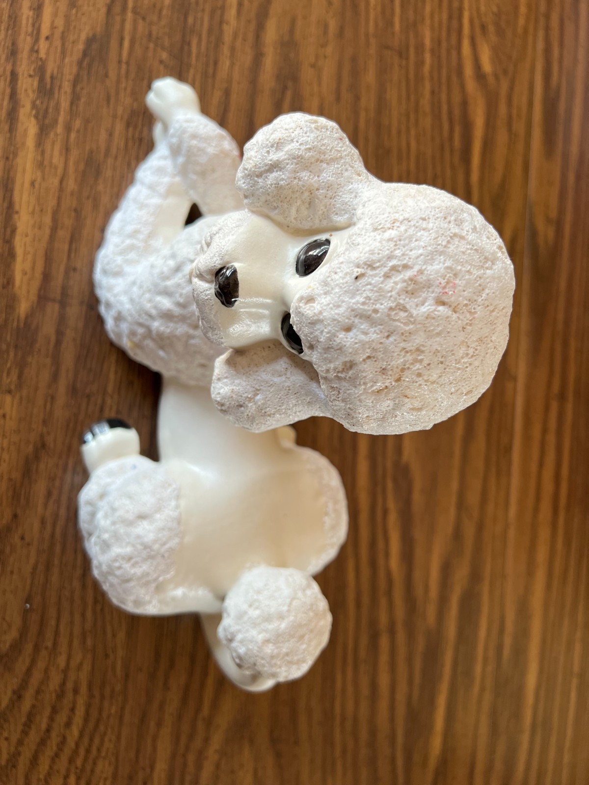 Vtg. Atlantic Mold Ceramic Poodle with Red Collar 7" T x 10" L