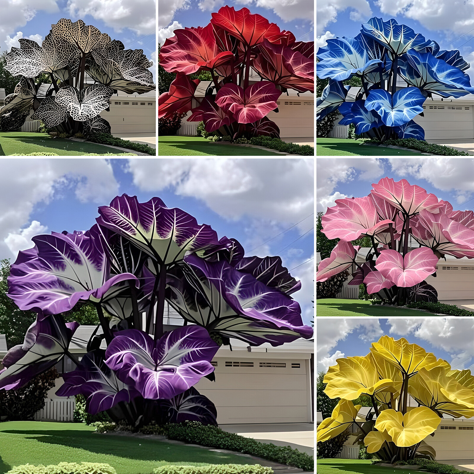 500Pcs Caladium Flower Elephant Ear Seeds Ornamental Plant for Outdoor Courtyard