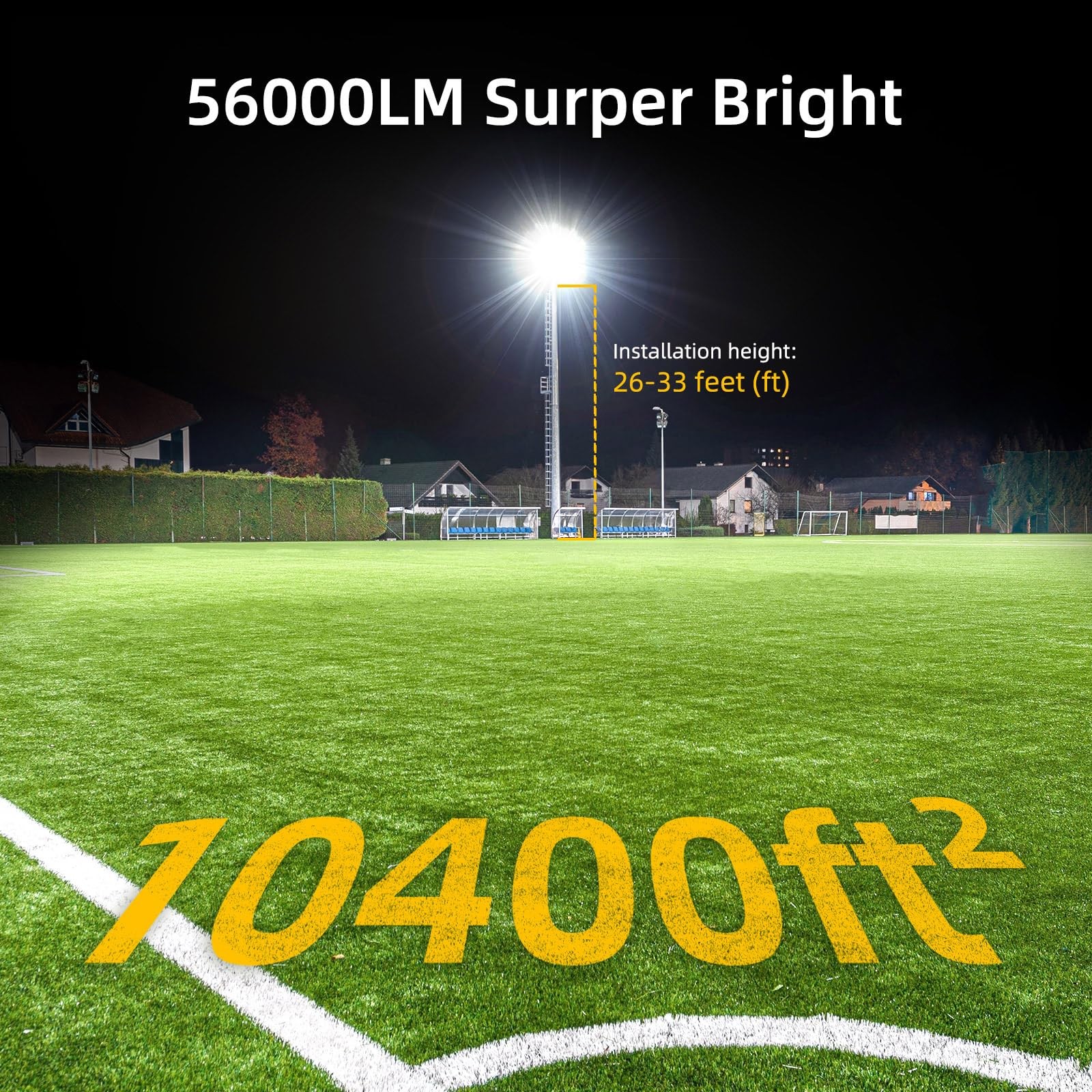 Kekeou Stadium Lights Outdoor LED Flood Light 400W 56000LM 6500K Arena Field