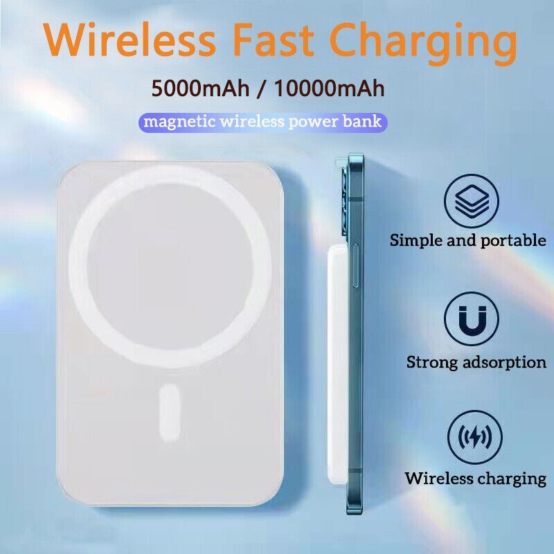 10000mAh Power Bank Magnetic Battery Pack Wireless Charger for iPhone 14/13/12