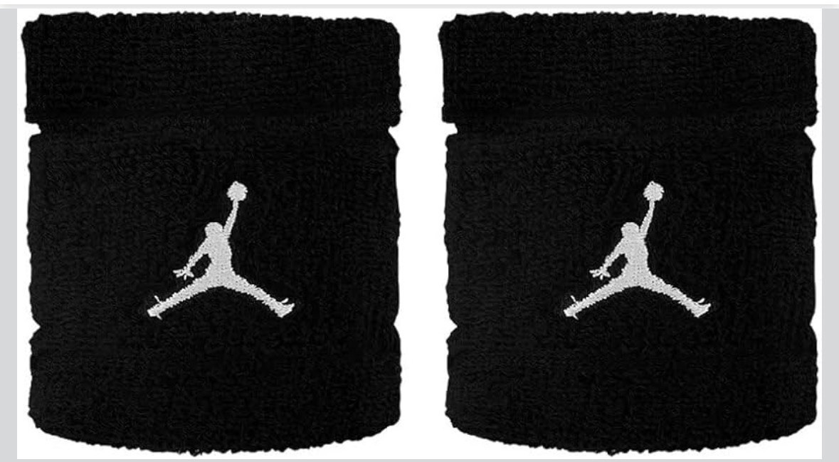 NEW - Jordan Terry Wristbands (2) - Black/ White