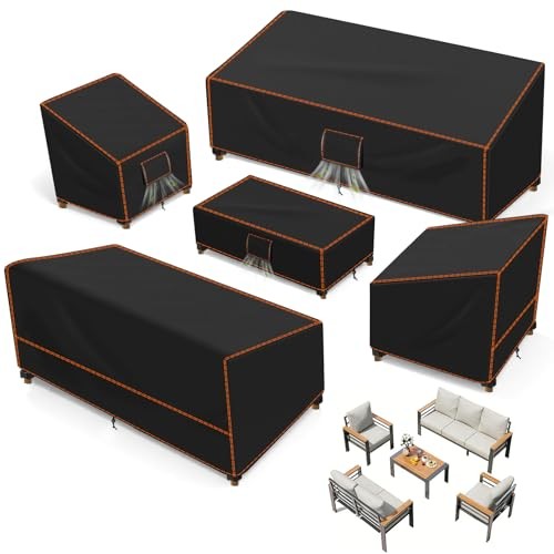 Outdoor Patio Furniture Covers Set, 5 Piece Patio Covers for XX-Large Black