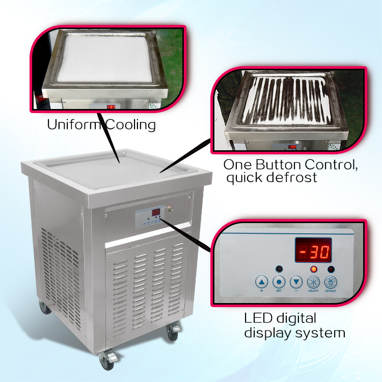 Kolice ETL Commercial 21"x21" square pan rolled ice cream machine,auto defrost