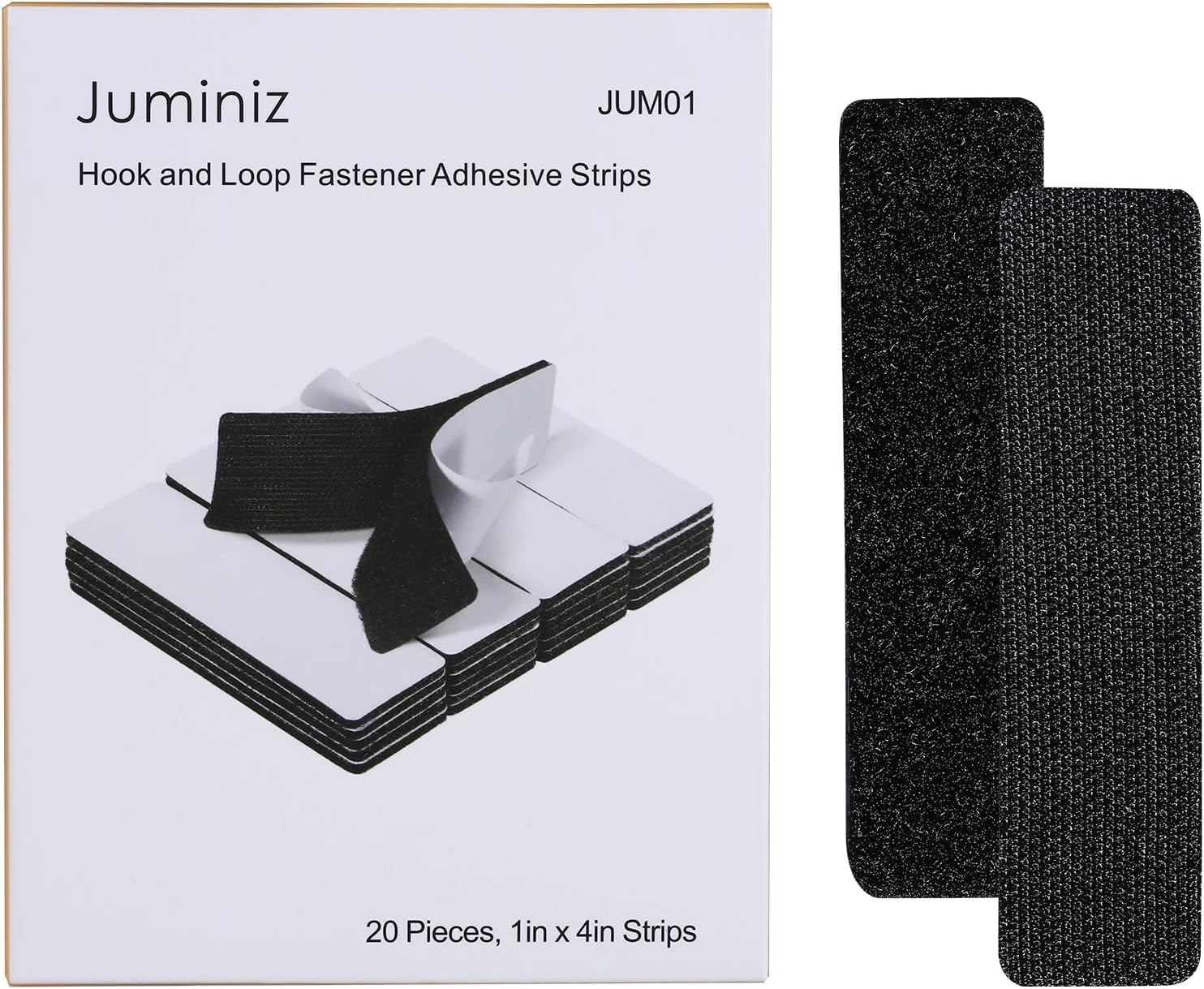 20 Sets Heavy Duty Hook & Loop Adhesive Strips 1x4” Black Sticky Back Fastener