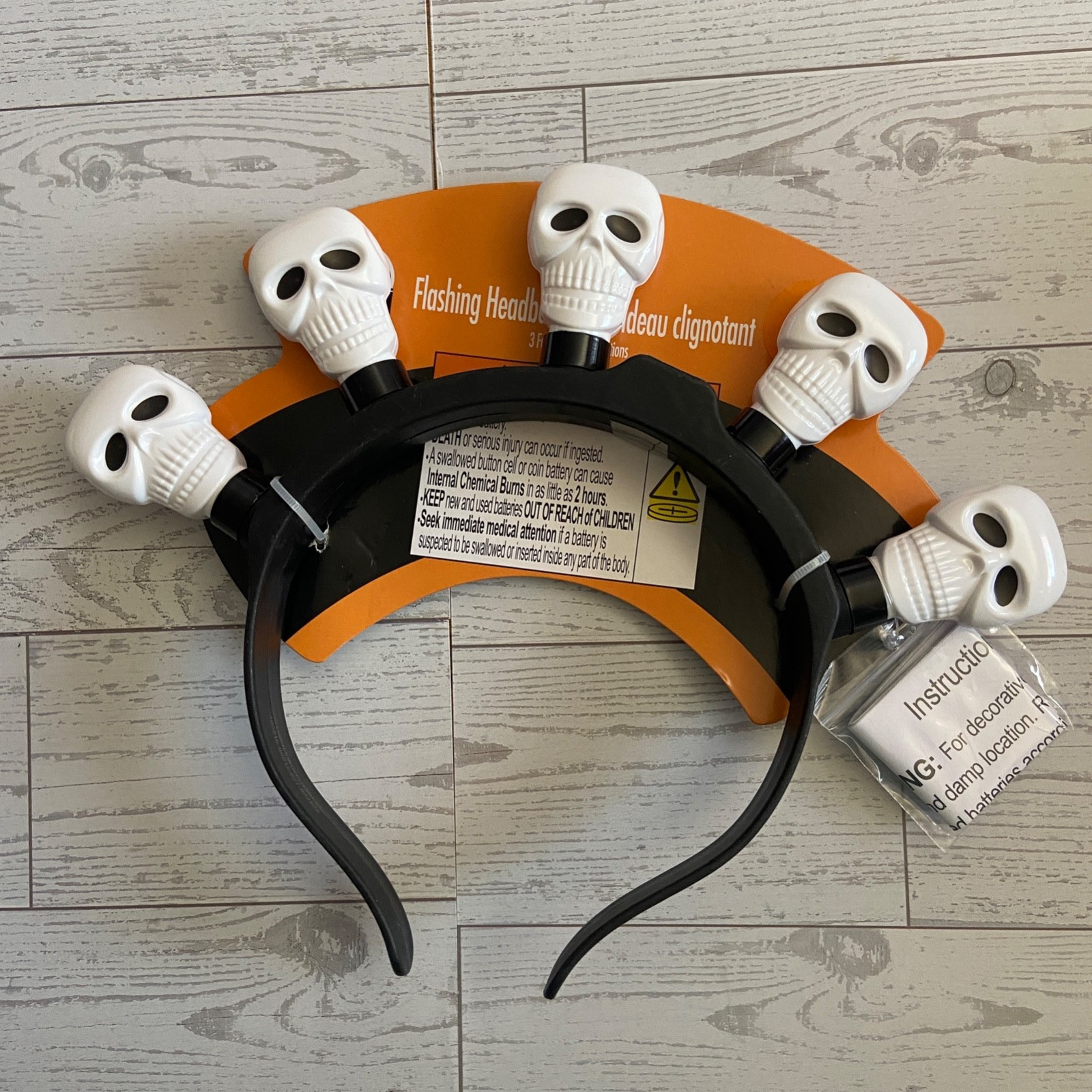 HALLOWEEN Flashing Lights Headband Skulls 3 Settings
