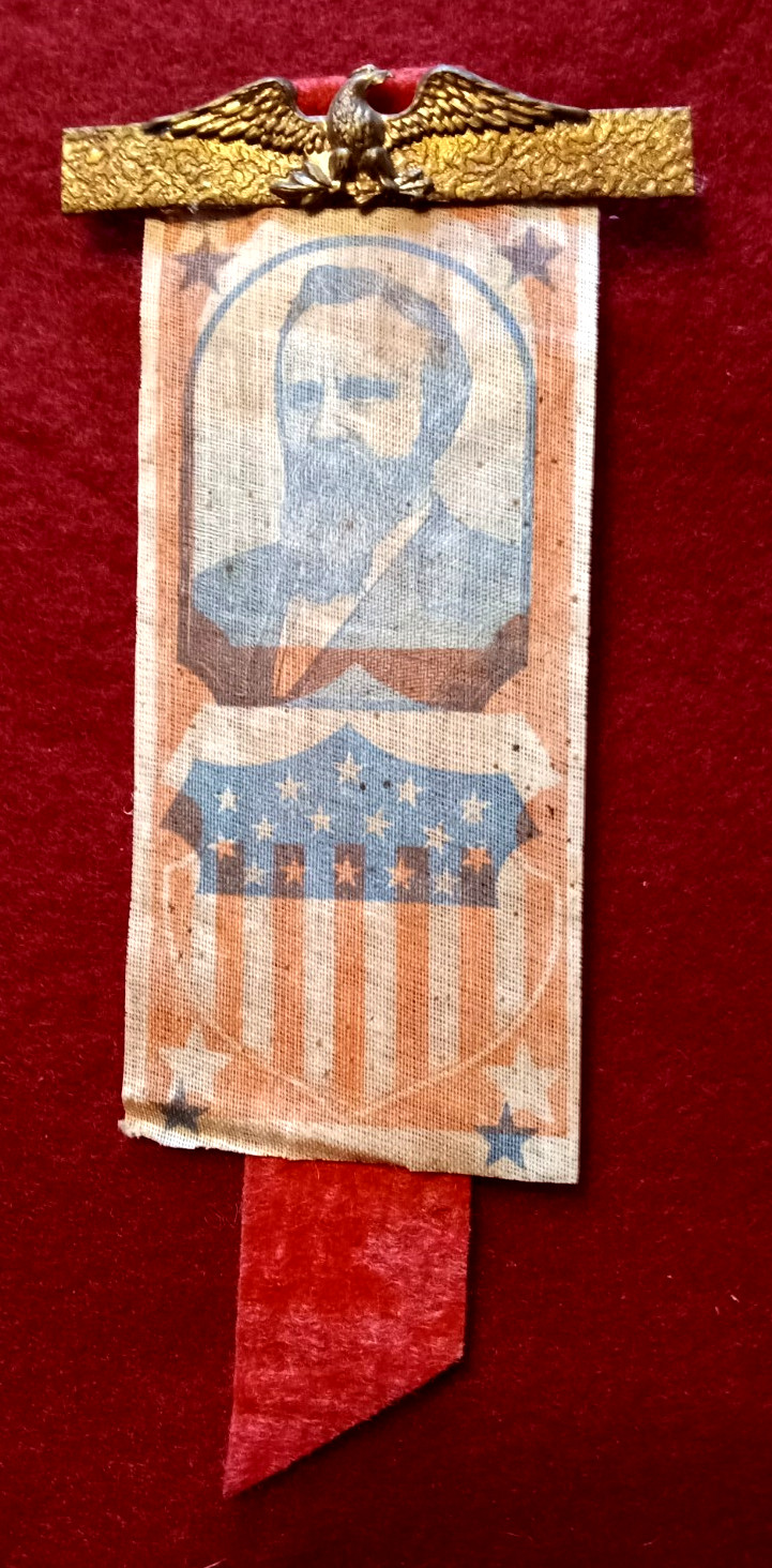 NICE ORIGINAL PRESIDENT RUTHERFORD B. HAYES CAMPAIGN RIBBON MEDAL