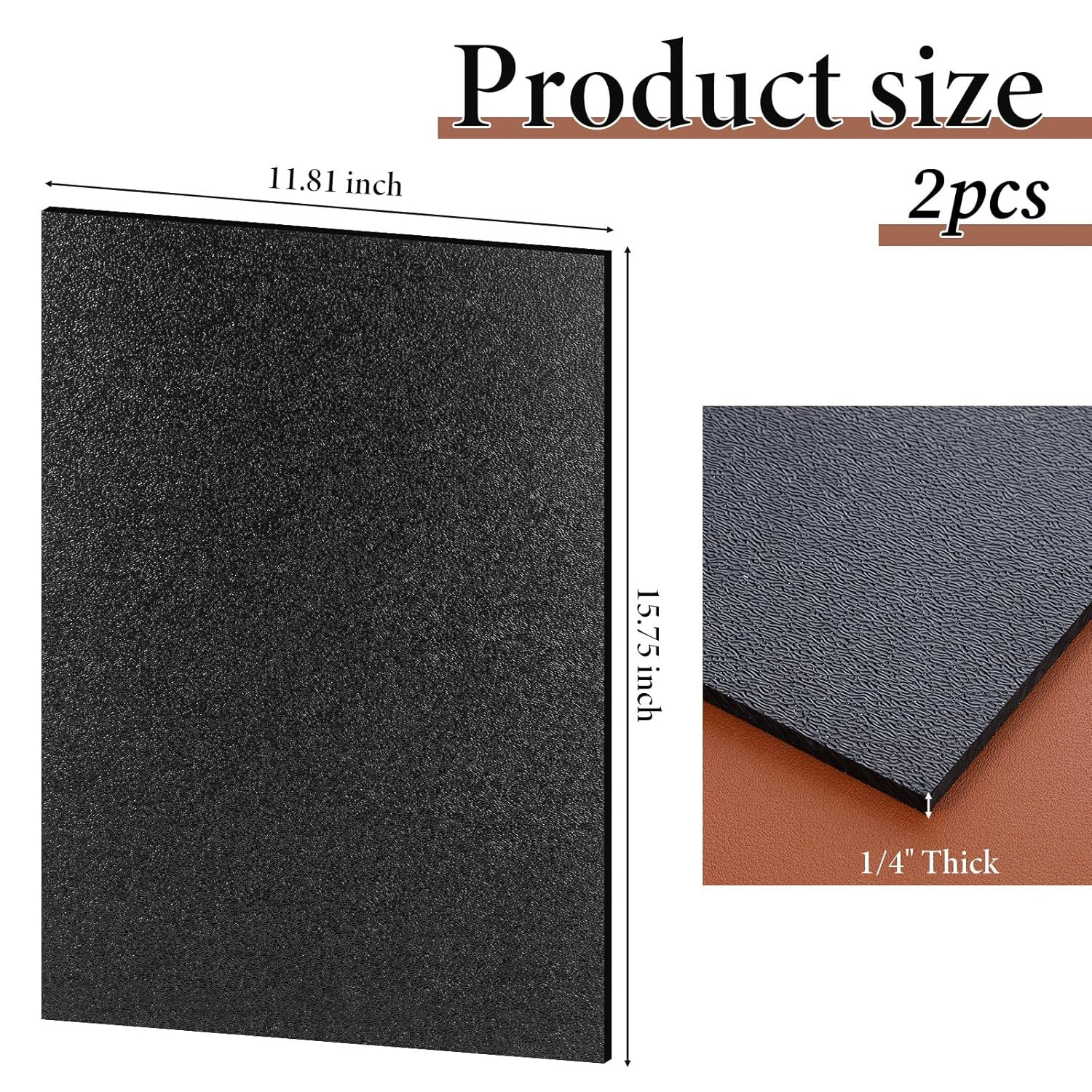 ABS Plastic Sheet 12" X 16" 1/4 Inch Thick 2-Pack Black Rigid Moldable