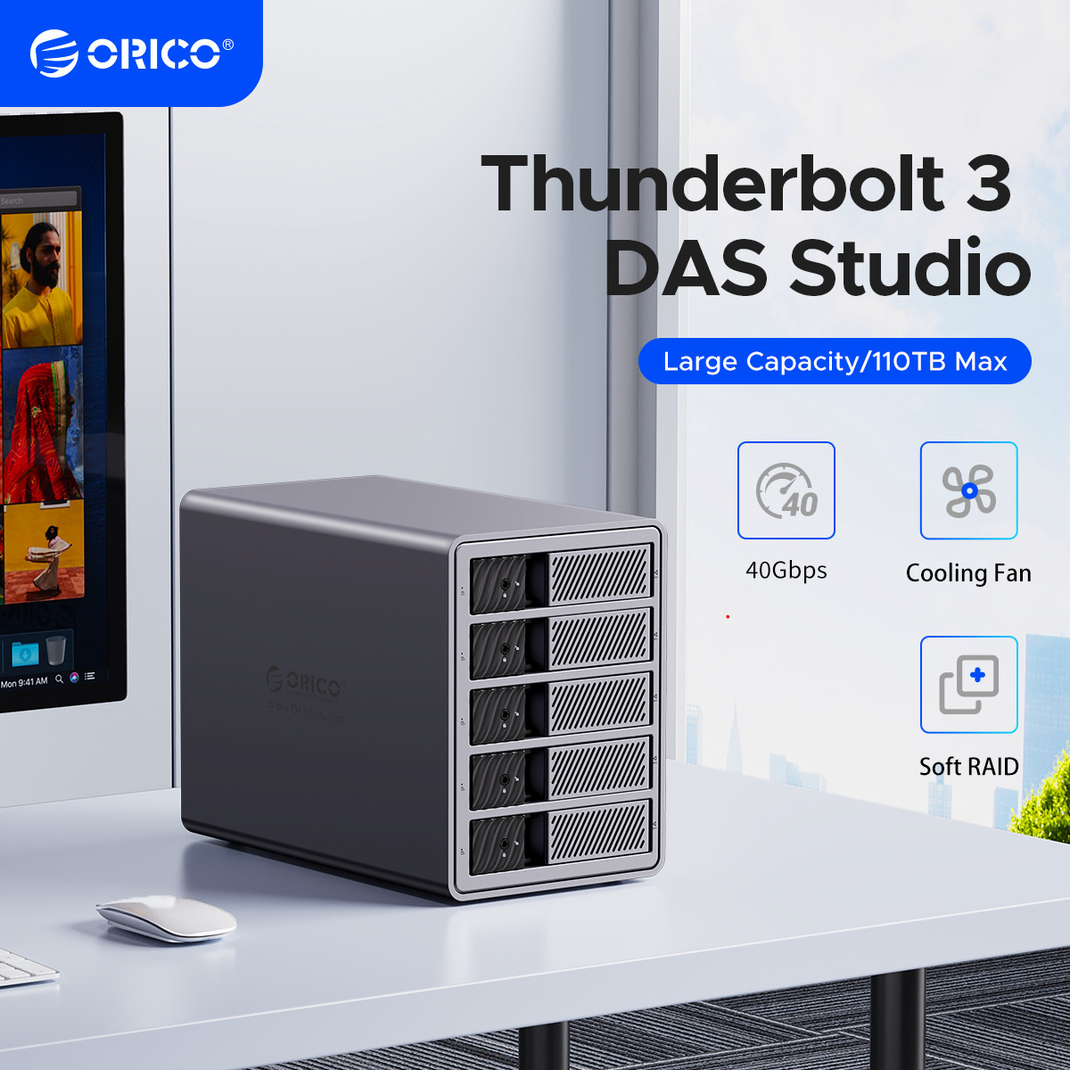 ORICO 5 Bay Raid Hard Drive Enclosure DAS Solution Series Pro USB3.0 110TB