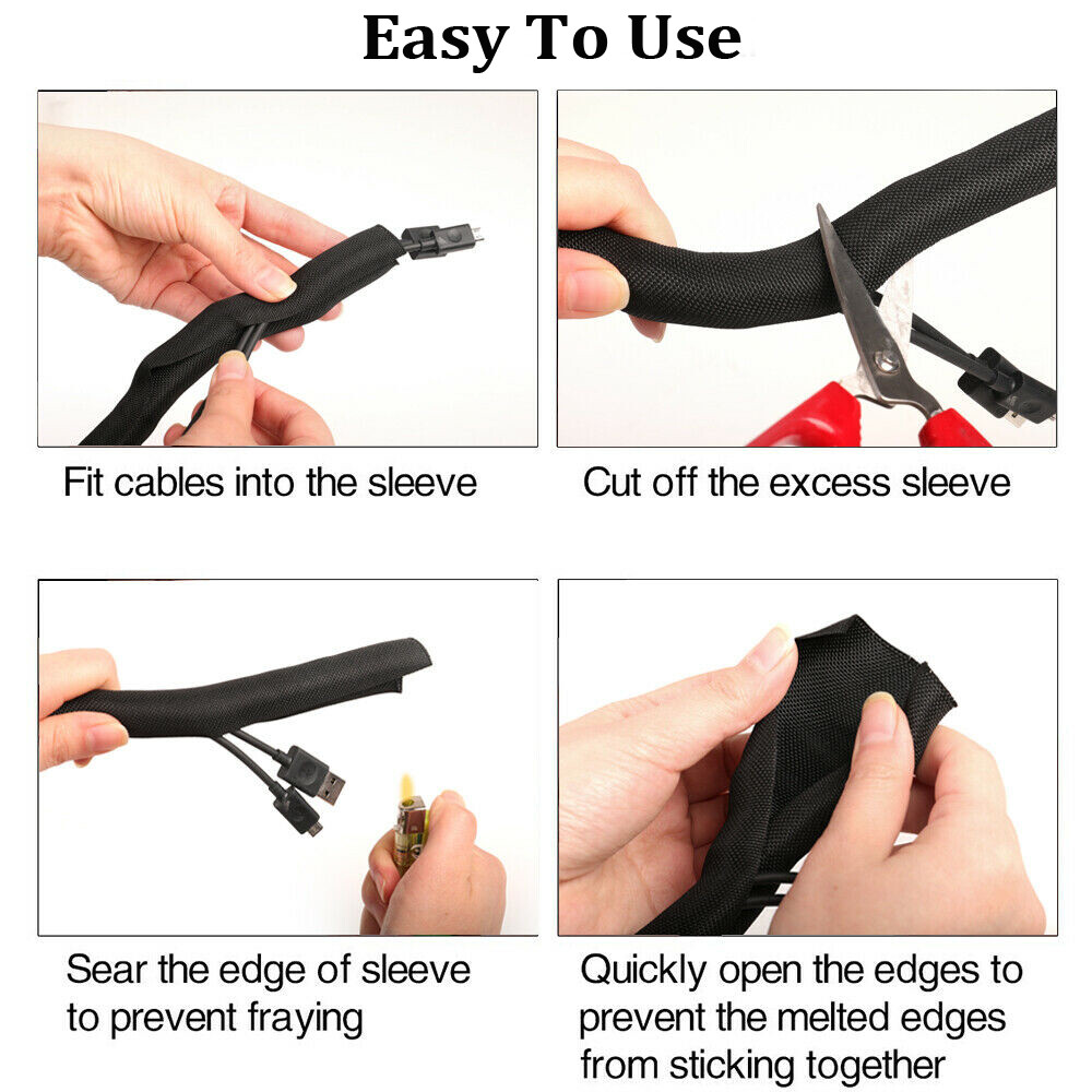 Braided Split Sleeving Wire Loom Tubing Cable insulated Sleeve Cord Protector