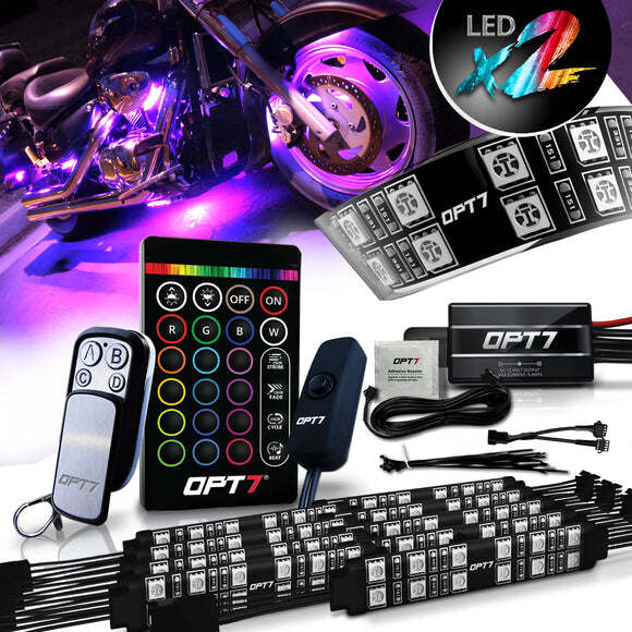 OPT7 Motorcycle LED Light Kit All-Color Underglow Neon Strip 10pc Double Cruise
