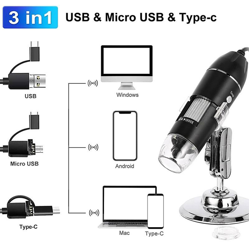 1600x Zoom 8 LED HD USB Microscope Digital Magnifier Endoscope Video Camera US
