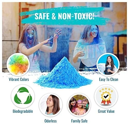 Color Blaze Gender Reveal Powder 75g Packets - Set of 10 (5 Pink / 5 Blue) Baby