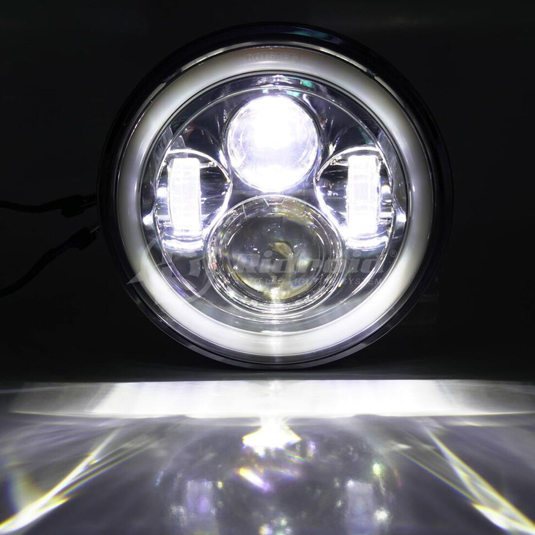 7" LED Headlight Halo + Passing Lamps For Harley Heritage Softail Classic FLSTC