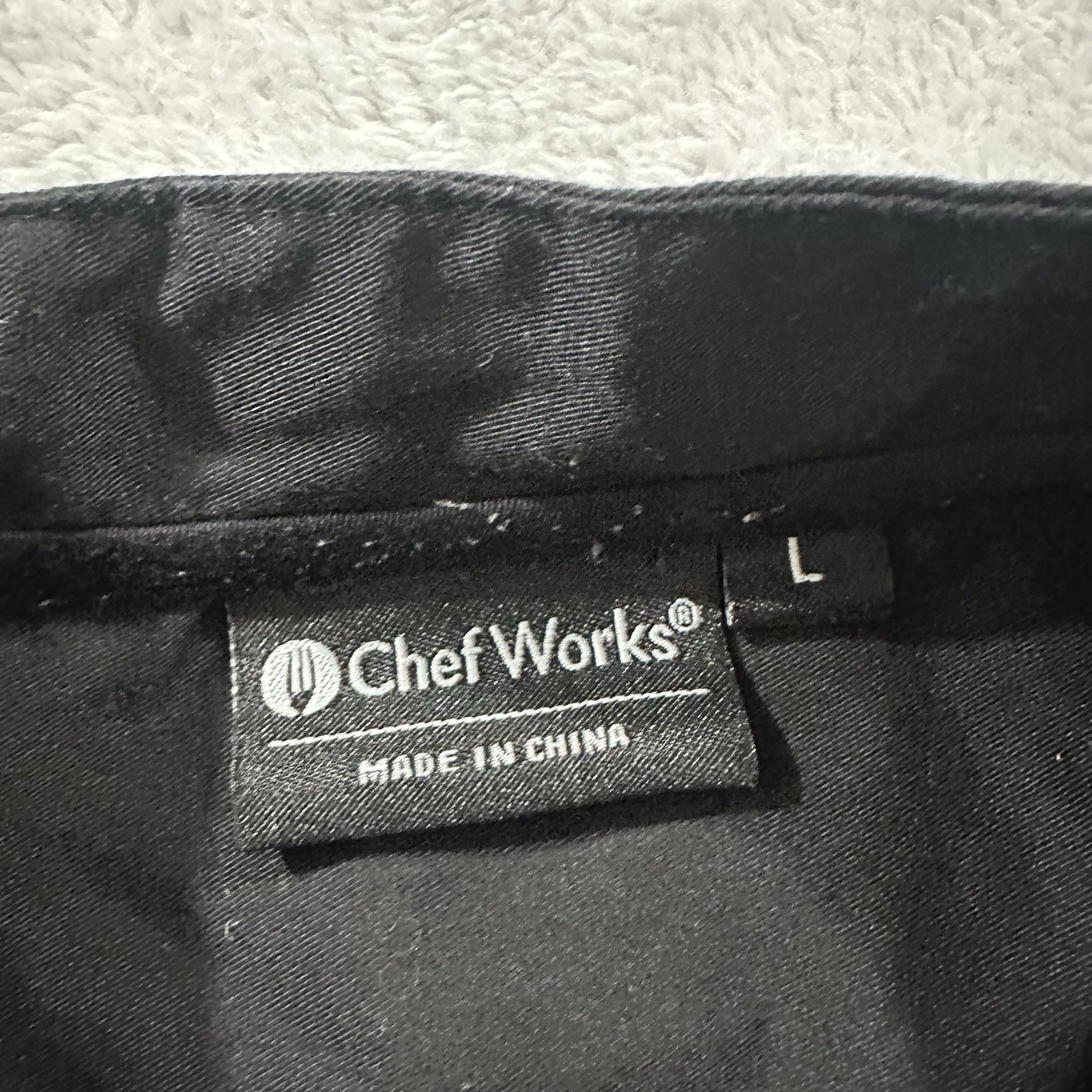 CHEF WORKS Black Short Sleeve Cook Shirt Unisex L Snap Front Utility Uniform