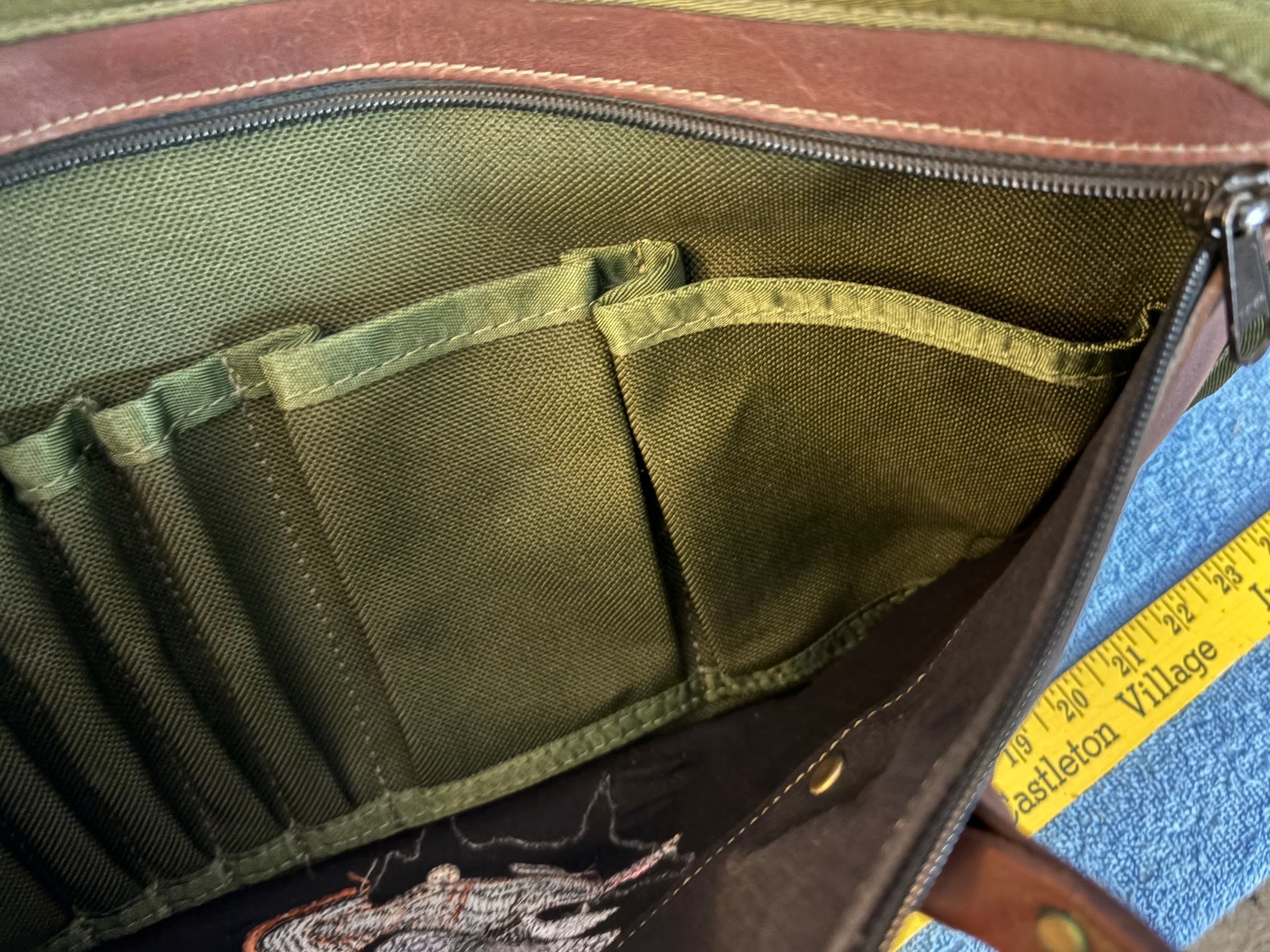 NWTF National Wild Turkey Federation Green Canvas Leather Bag Boyt ?