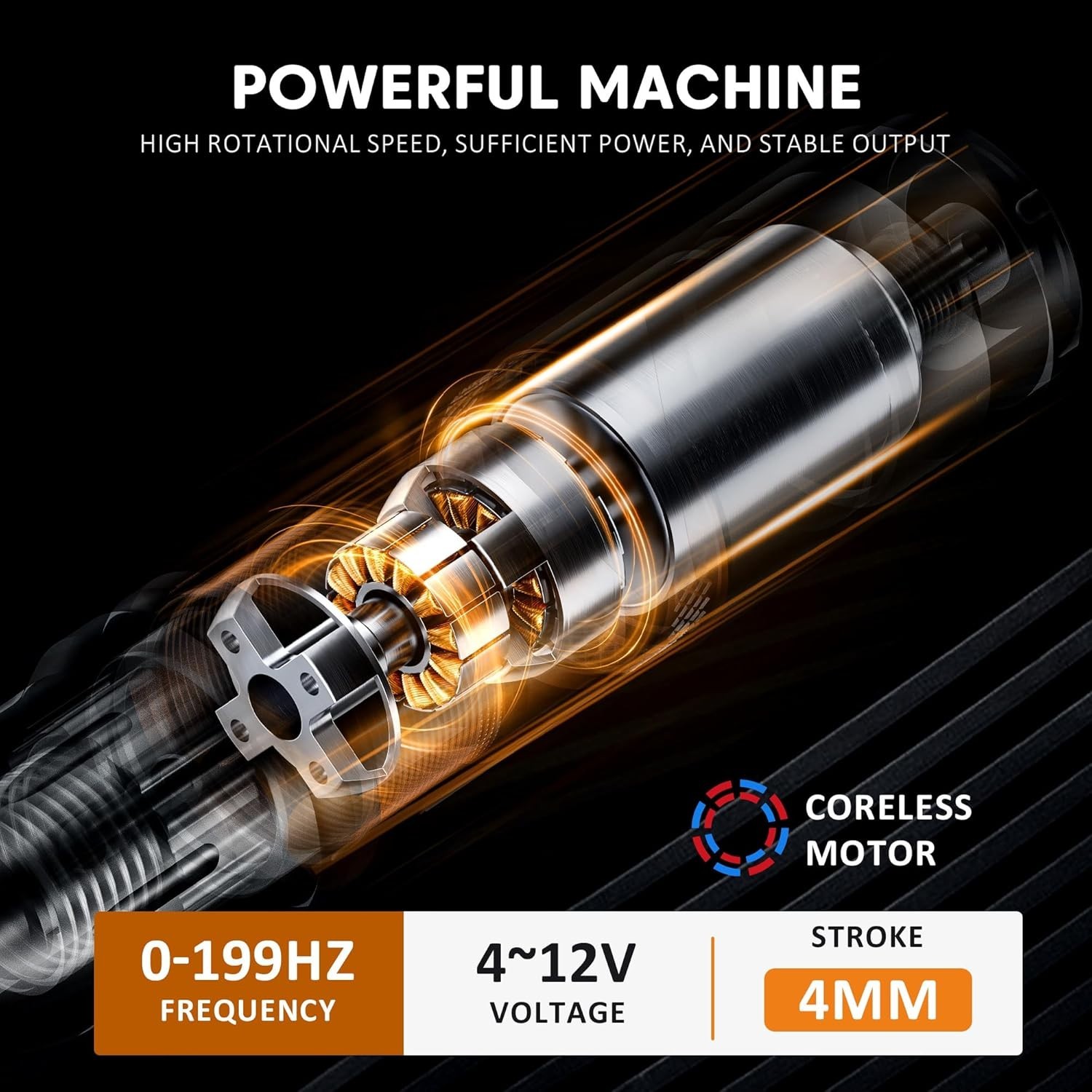 Tattoo Gun Kit Wireless Tattoo Machine Pen Kit with 2Pcs Replaceable battery ...