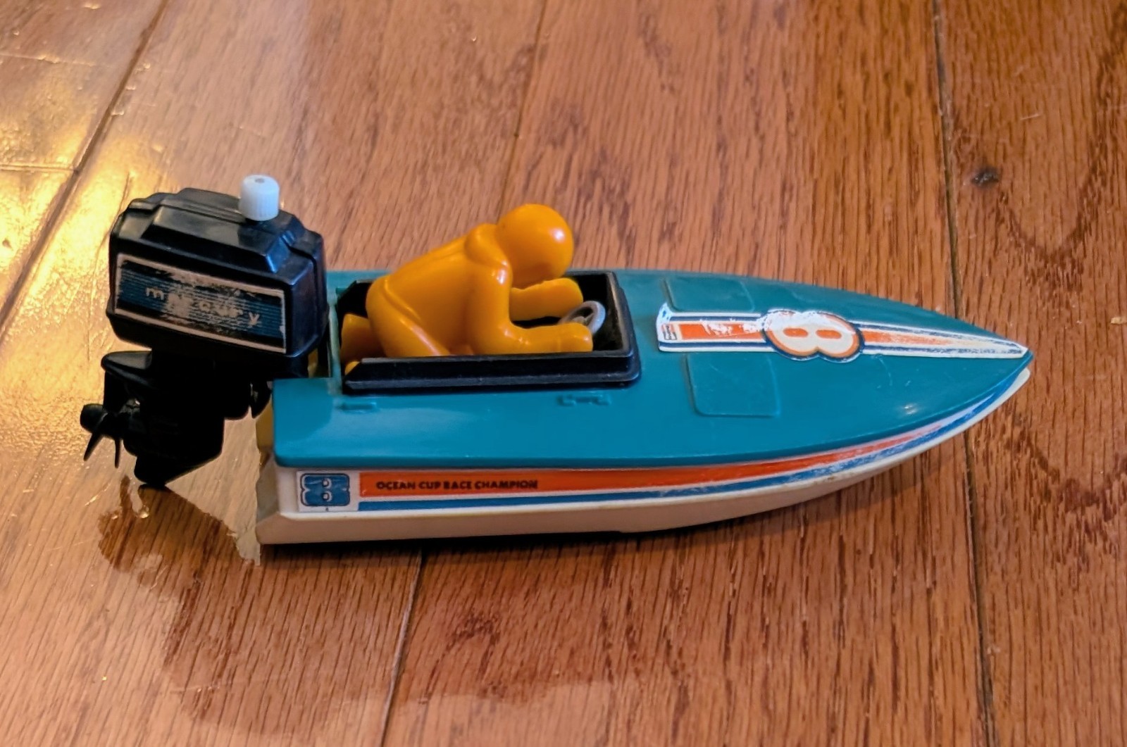 Vintage Tomy Mighty Motor Speed Boat Ocean Cup Race & Mercury Motor 1978