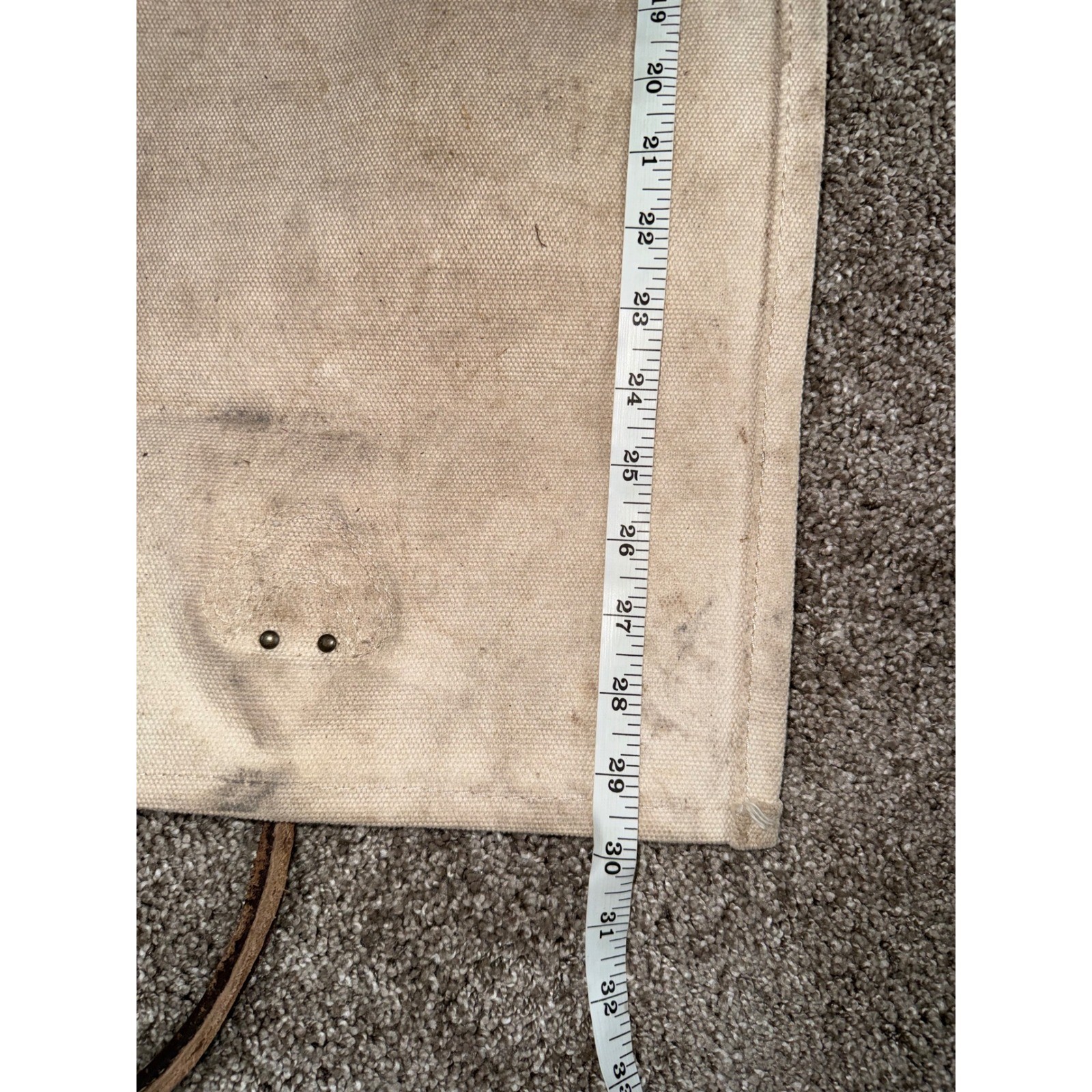 LL Bean Log Carrier Unisex Large Cream Fair Canvas Leather Handle Vintage Tote