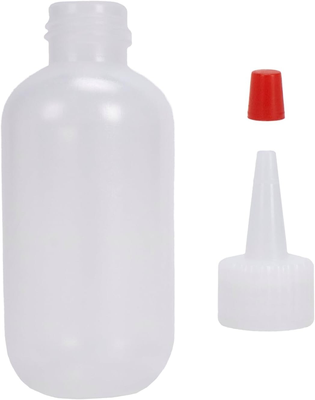 Plastic Boston Round Squeeze Bottles, 2oz Dropper with Yorker Red Tip, 25 Pack