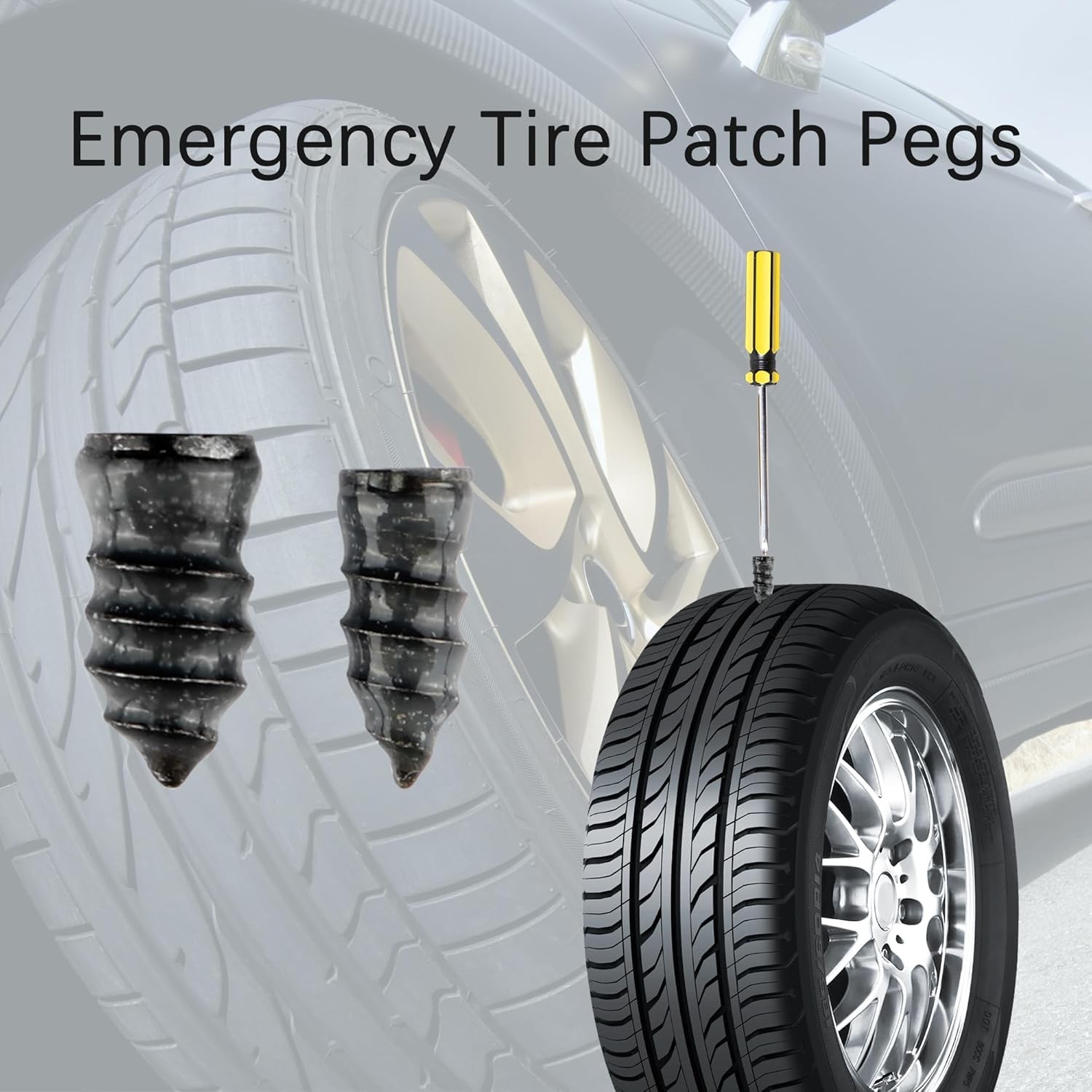 Rubber Tire nail Repair kit Screw in Tires Plugs Car SUV truck Van 60PCS