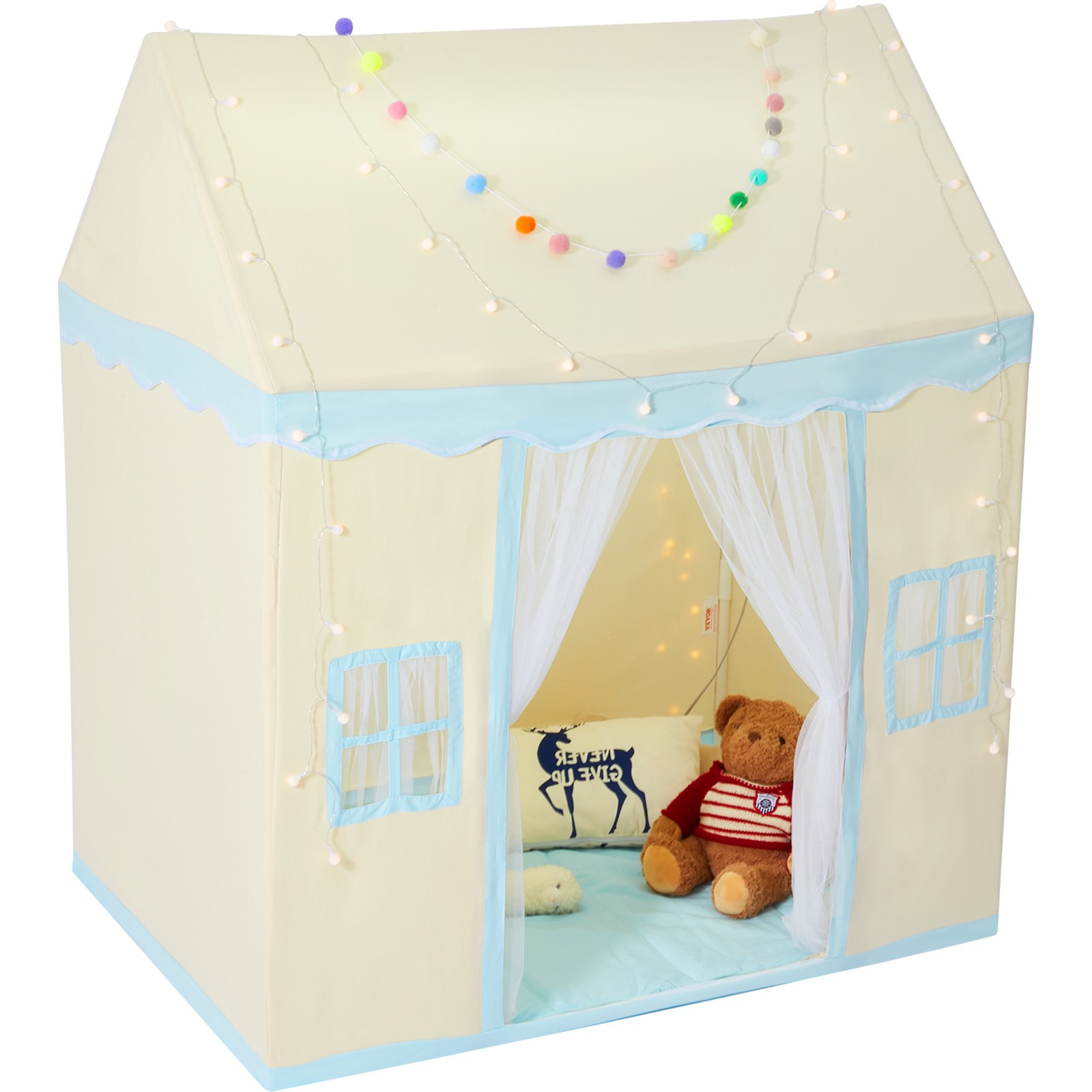 Kids Play Tent Kids Tent for 1-5 Years Old Toddler Tent with Mat and Lamp