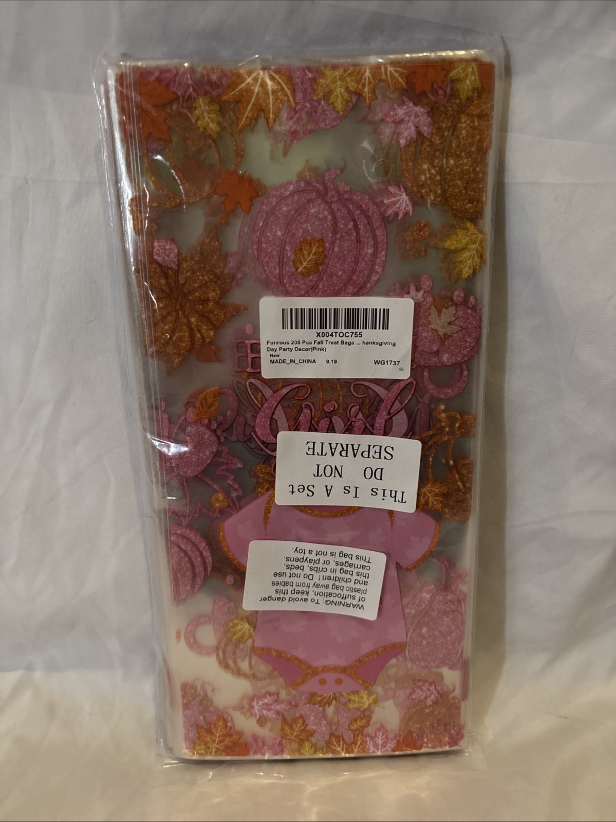 200 Pcs,Floral Goodie Bags, Fall Treat Bags,W/ties, #25