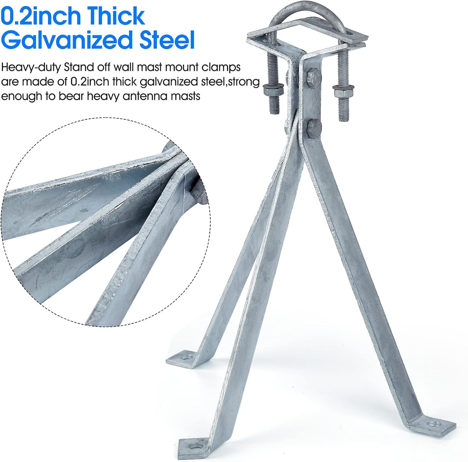 14 Inch Heavy-Duty Antenna Wall Mount,Windproof Stand Off Wall Mast Mount Clamps