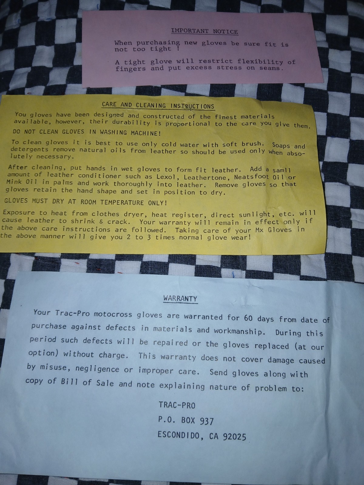 Vintage Mx Gloves Trac-Pro. Yellow / Blue Size XL Motocross, Motorcycle