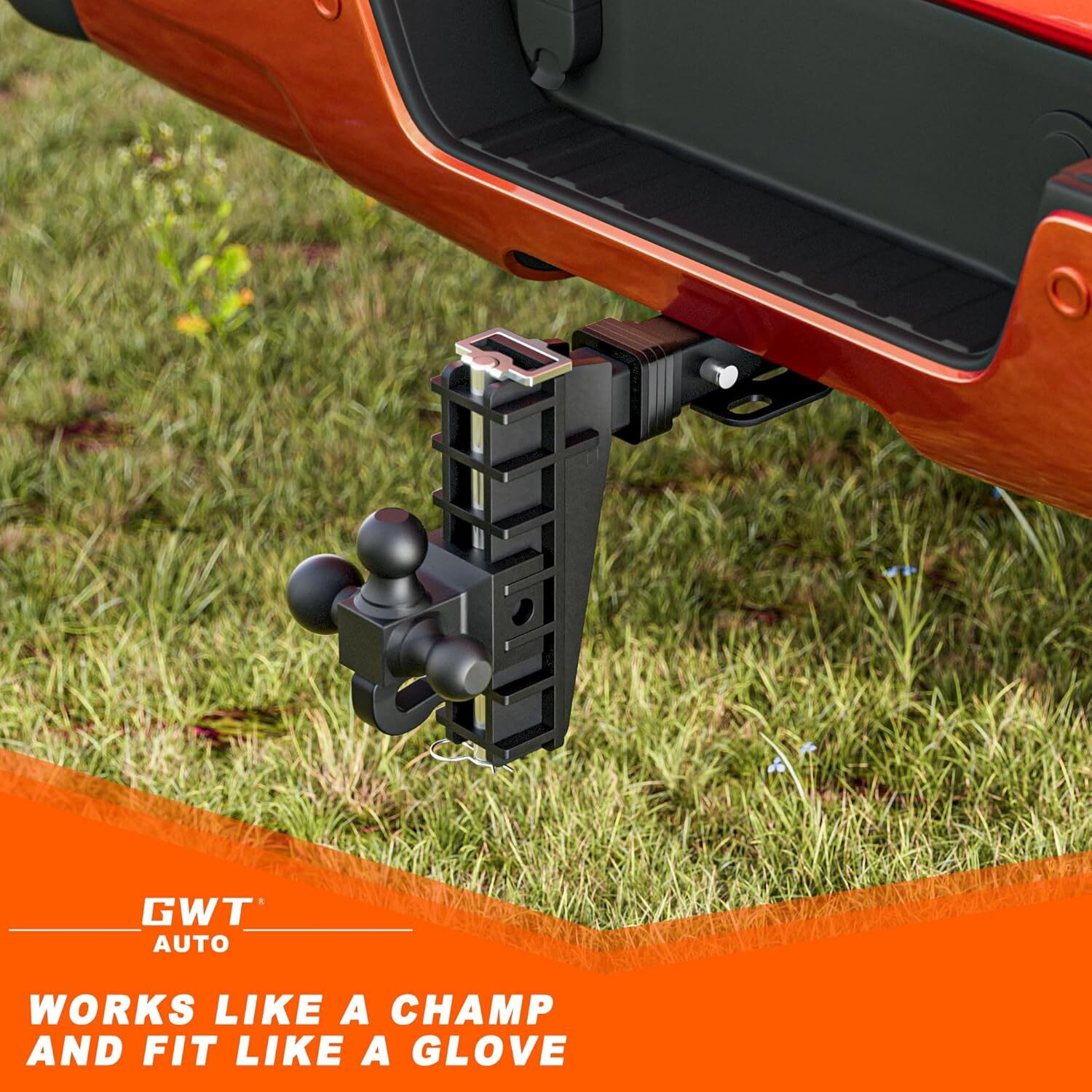 Adjustable Trailer Hitch 2.5'' Receiver 8'' Drop Towing Hitch 18500 LBS Tri-Ball