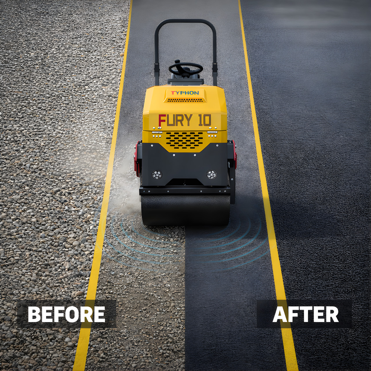 TYPHON Fury 10 Road Roller Compactor 1 Ton B&S 13.5hp Gas Soil Asphalt Rollers