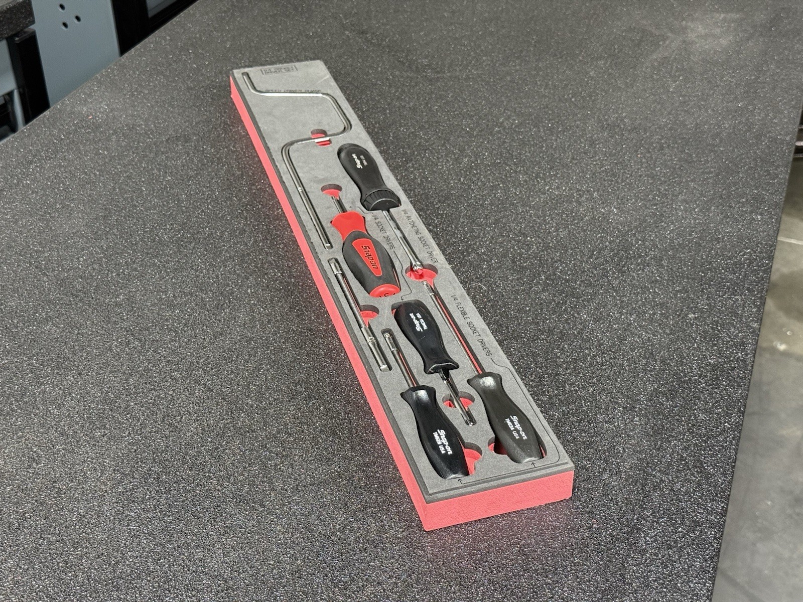 Foam Organizer For Various Snap-On 1/4 Drivers, Red And Black