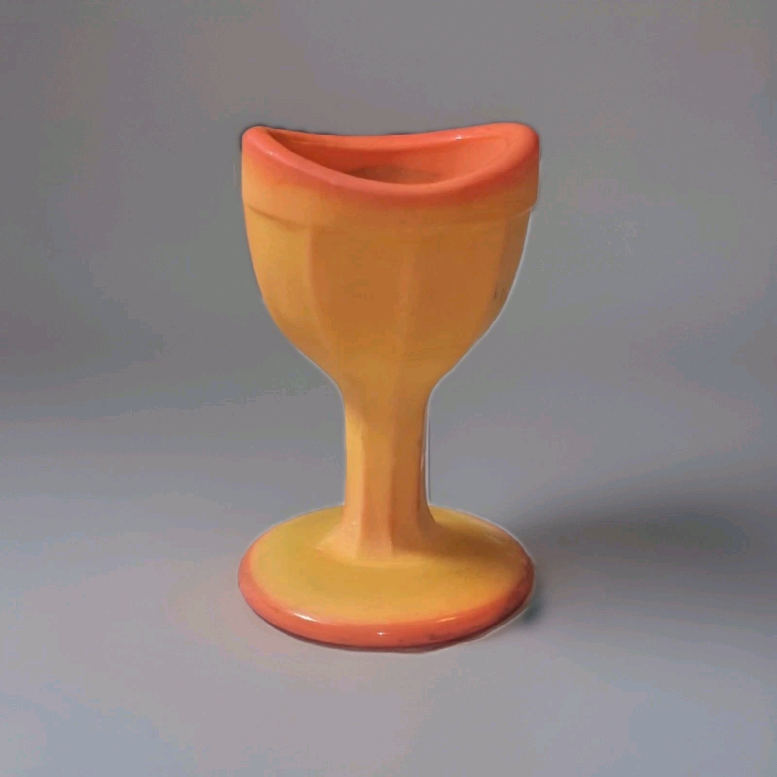 VINTAGE UV REACTIVE SLAG Glass ORANGE SWIRL Ribbed Design Eye Wash Cup by ROSSO