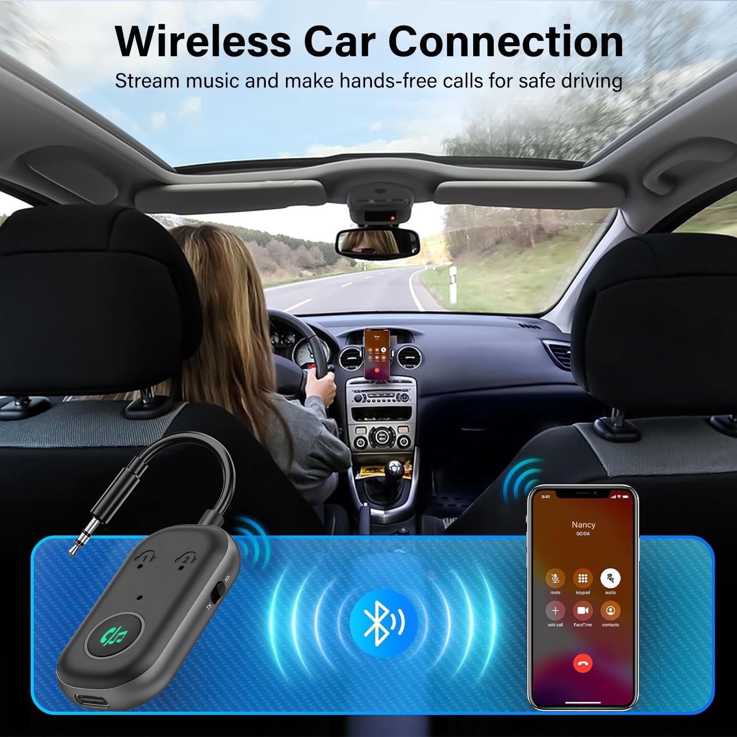 Bluetooth Transmitter Receiver Wireless Adapter 3.5MM Aux Jack, Dual Connection