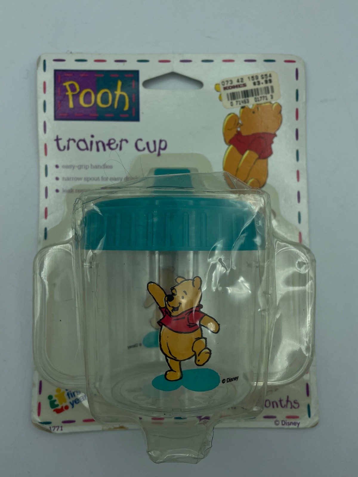 Vtg Disney Winnie the Pooh Trainer Sippy Cup 2 handle the first yrs NEW OS 1995