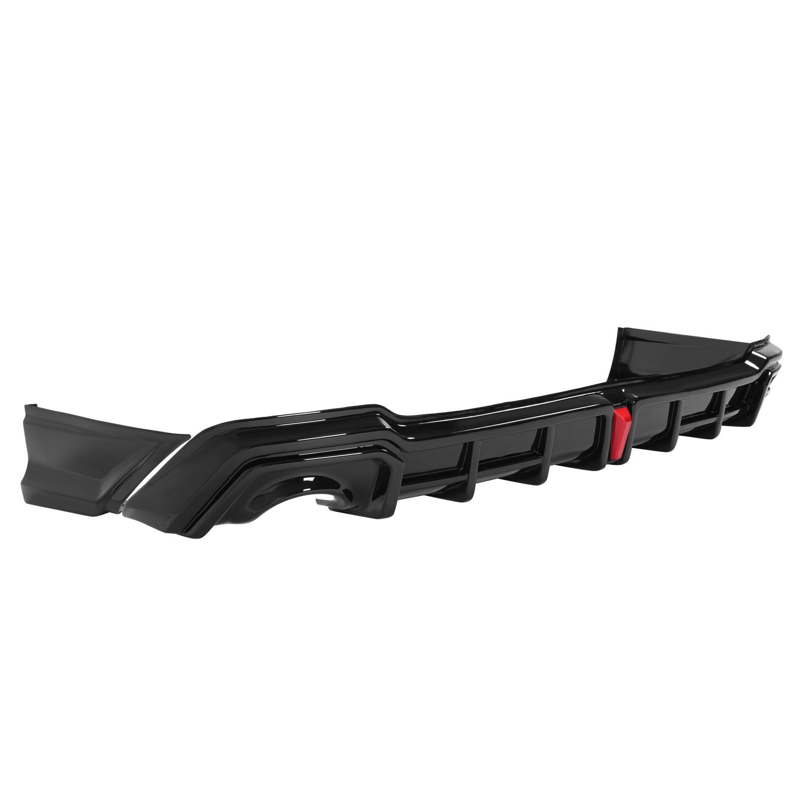 Rear Diffuser w/LED Light + Corner Spats Gloss Black For 2022-2026 Honda Civic