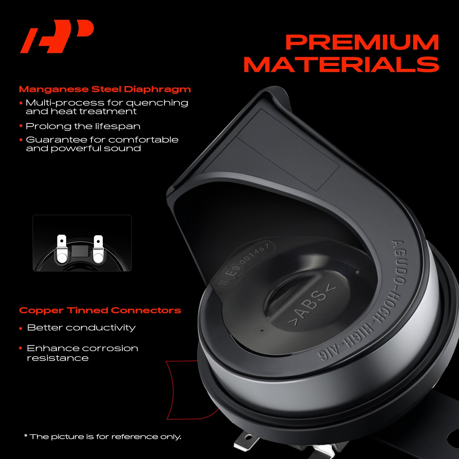 A-Premium 1 Set Car Snail Horn w/ 2 Connectors for Hyundai Elantra Sonata Kia