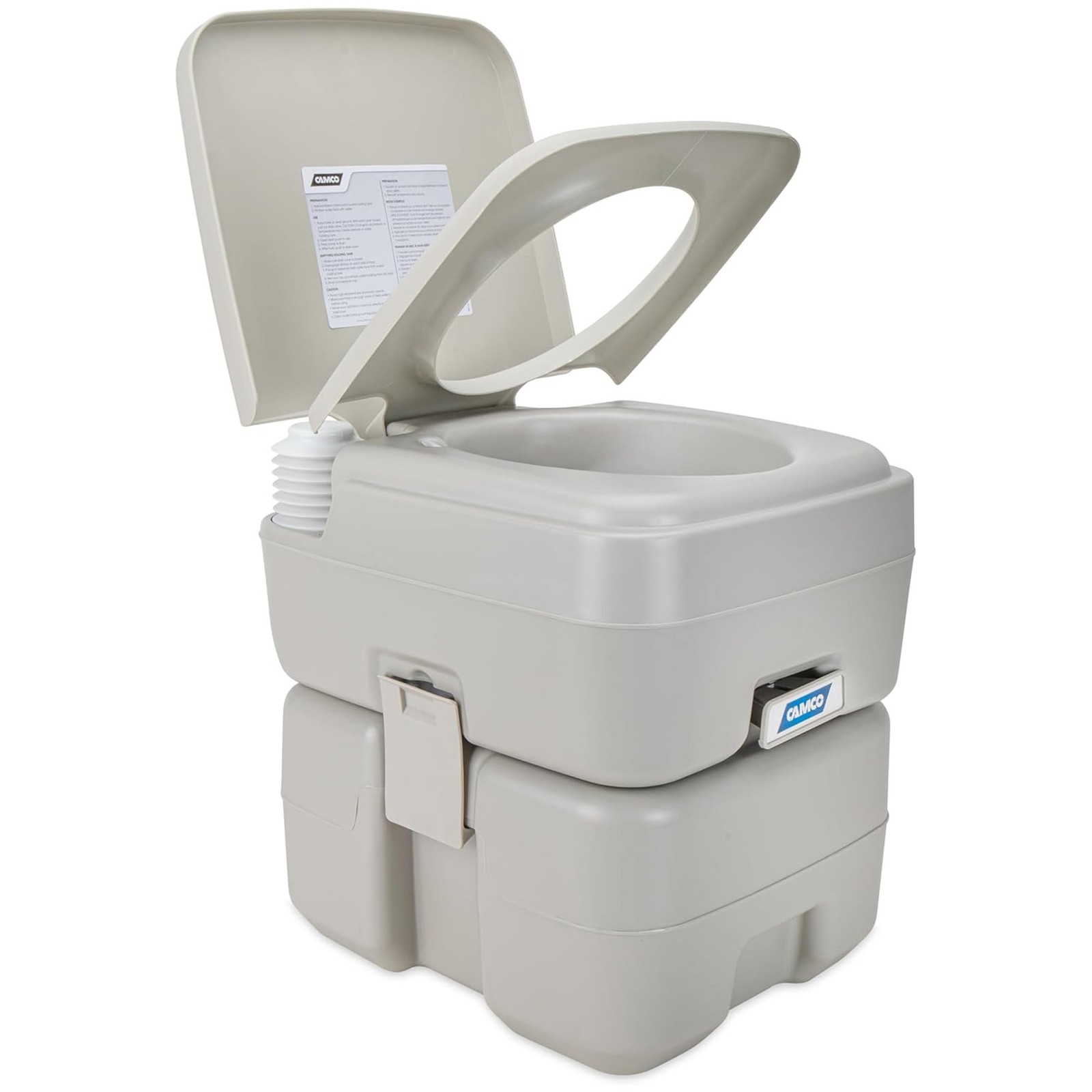 Camco 5.3 Gallon Portable Toilet with Detachable Holding Tank and Carry Handle