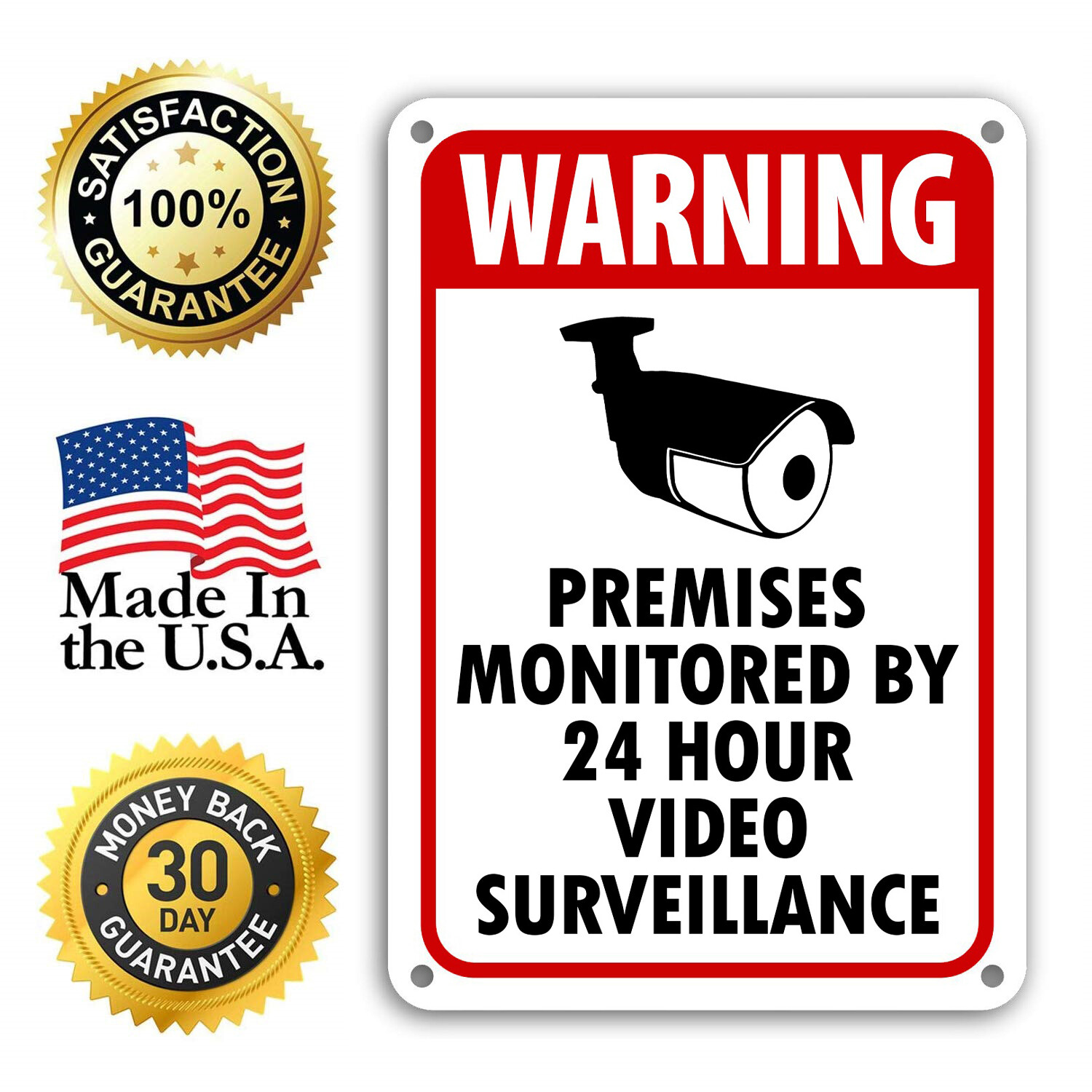 Warning Video Surveillance Sign Video Monitor Sign under 24 hour cctv BURGLAR