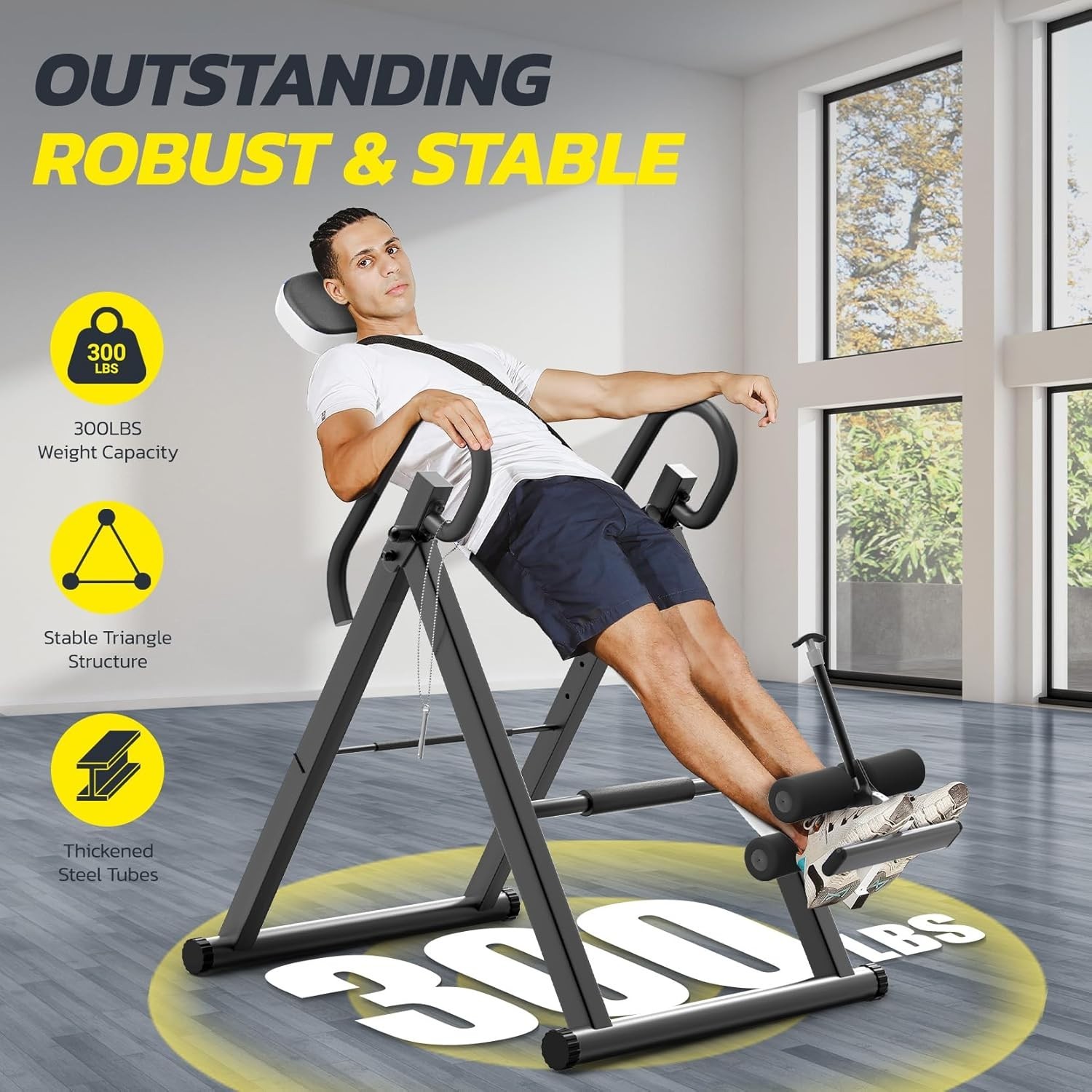 Inversion Table for Back Pain, 300lb Capacity Heavy Duty Gravity Adjustable Belt