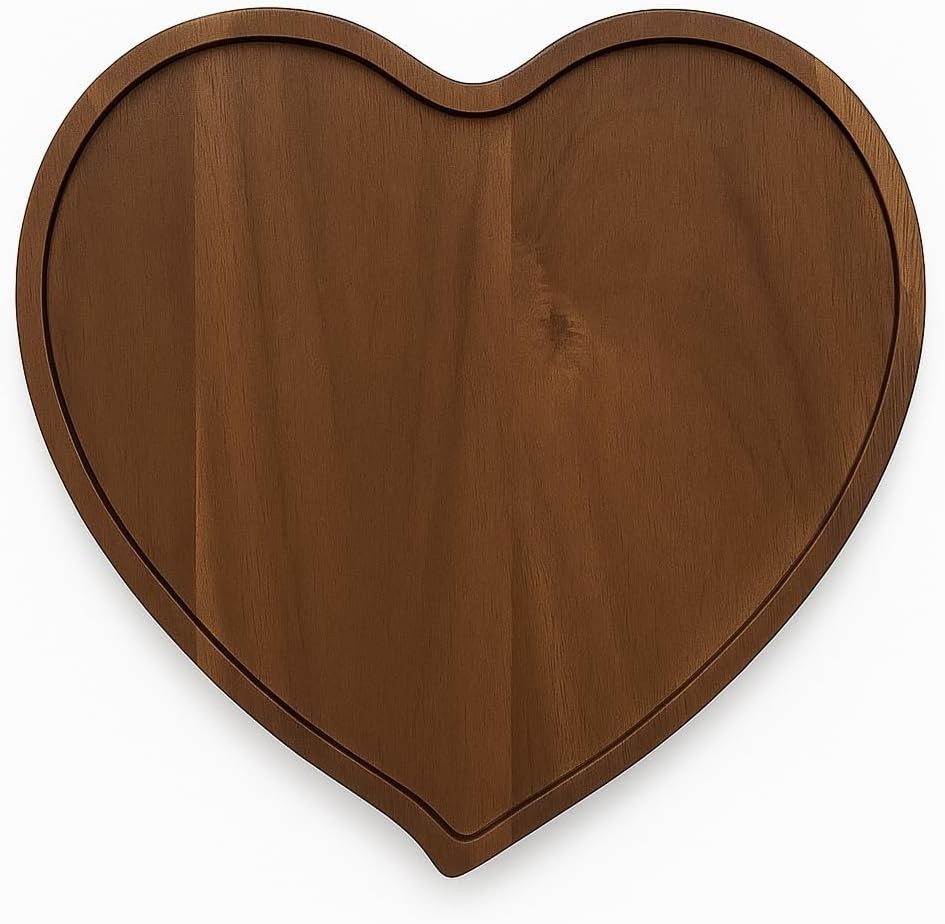 Acacia Wood Heart Shape Plate Romantic Wedding Serving Tray for Snack Cake Fr...
