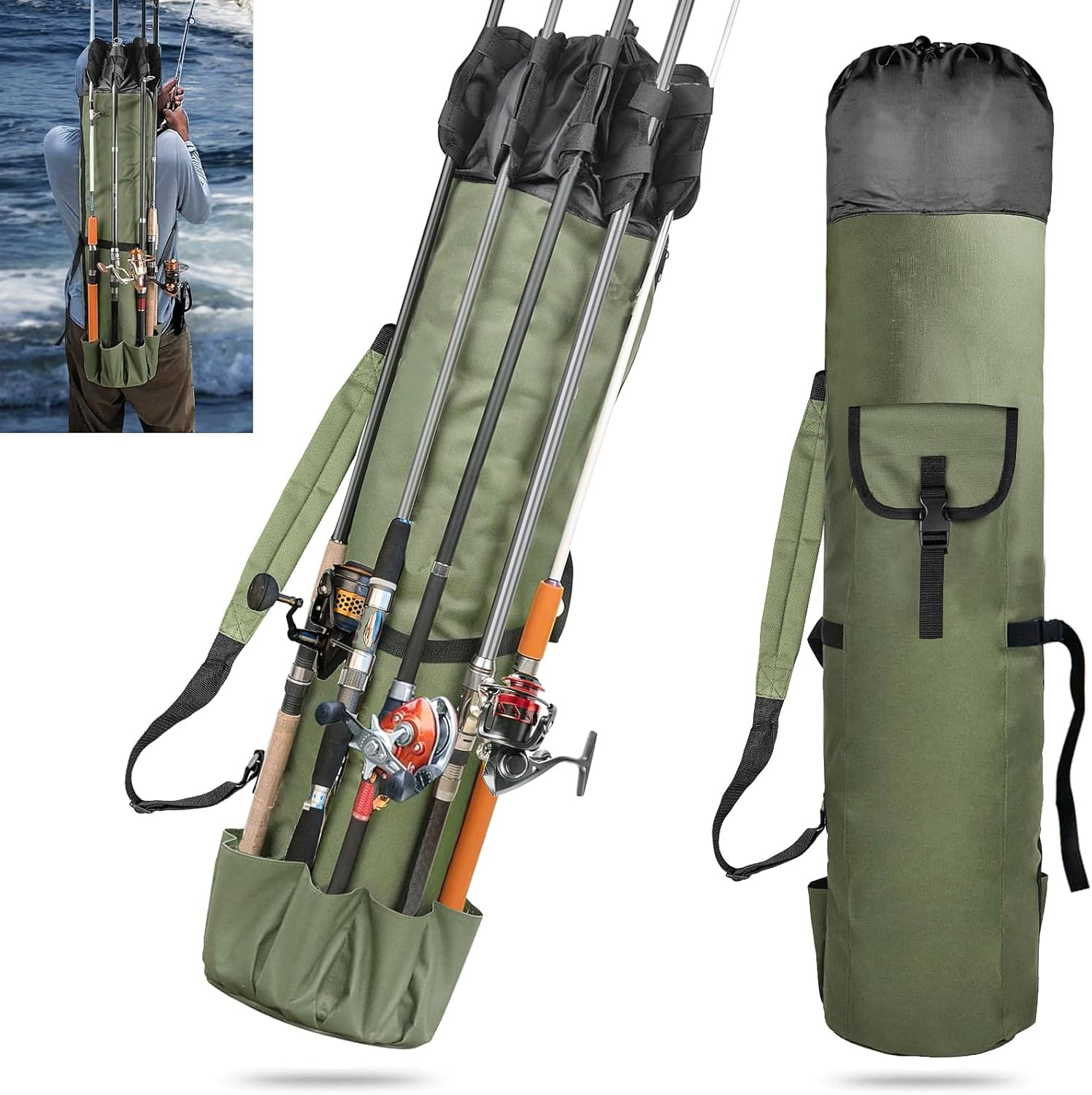 Fishing Rod Bag Fishing Rod Case Portable Foldable Fishing Pole Bag Large Capaci
