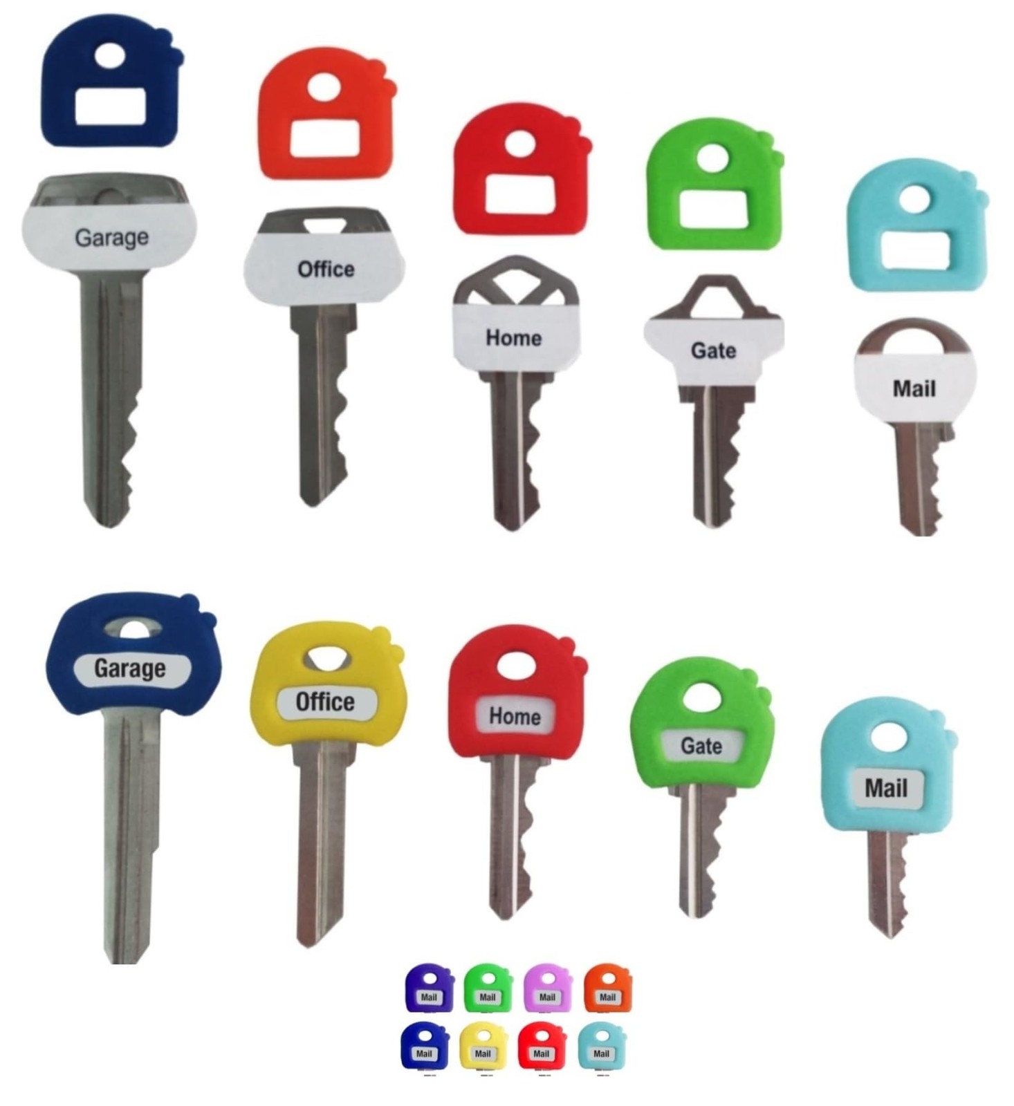 Label-Label Key Cap Covers. Free Key Chain and Labels. Stretchy Material. One...