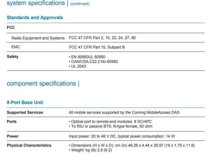 CORNING - W8-B8U - 8-PORT BASE UNIT MOBILE ACCESS - 8 x SC/APC optical - 1RF