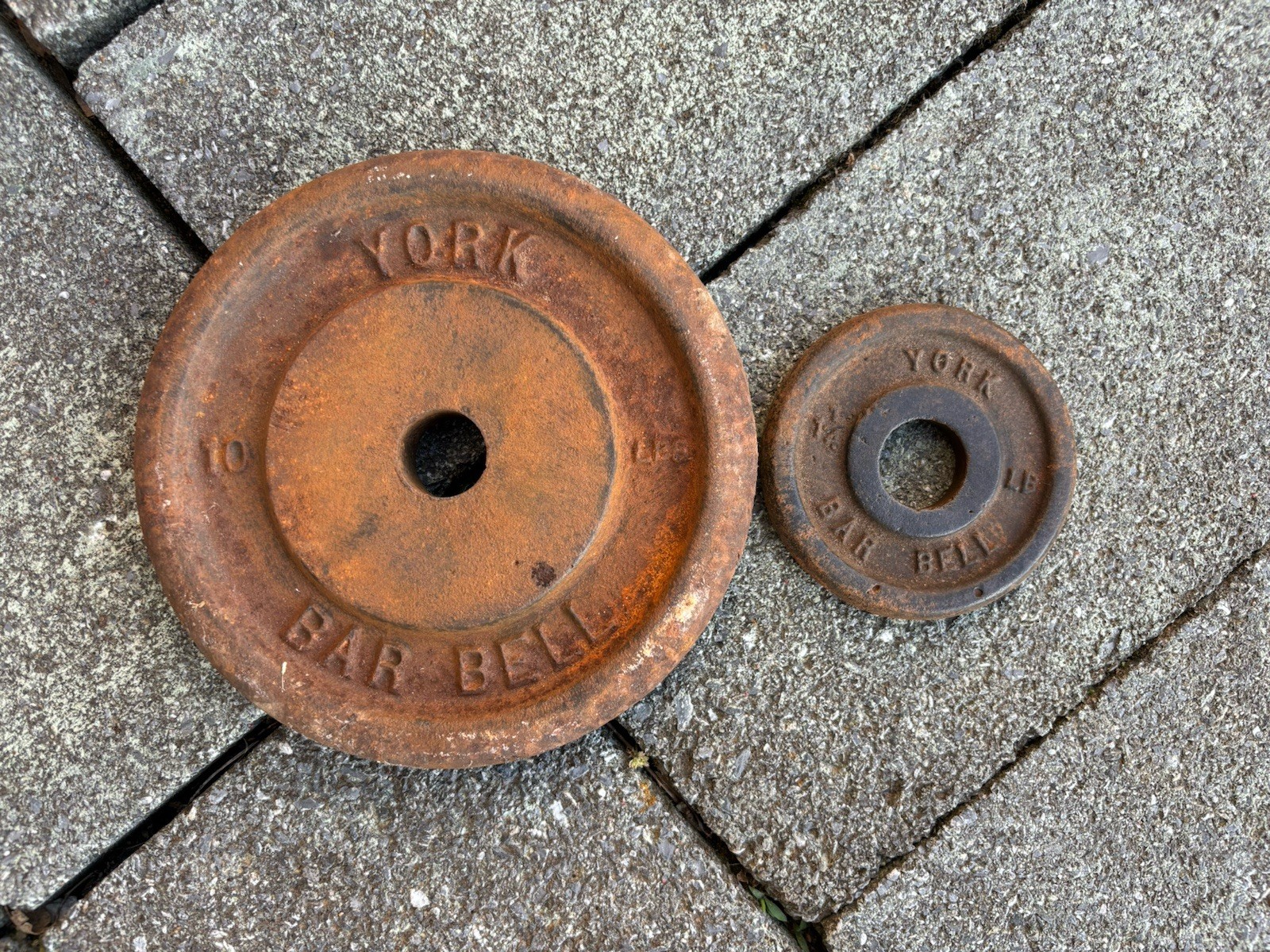 York Barbell Single 1.25 lb & 10 lb Weights Vintage