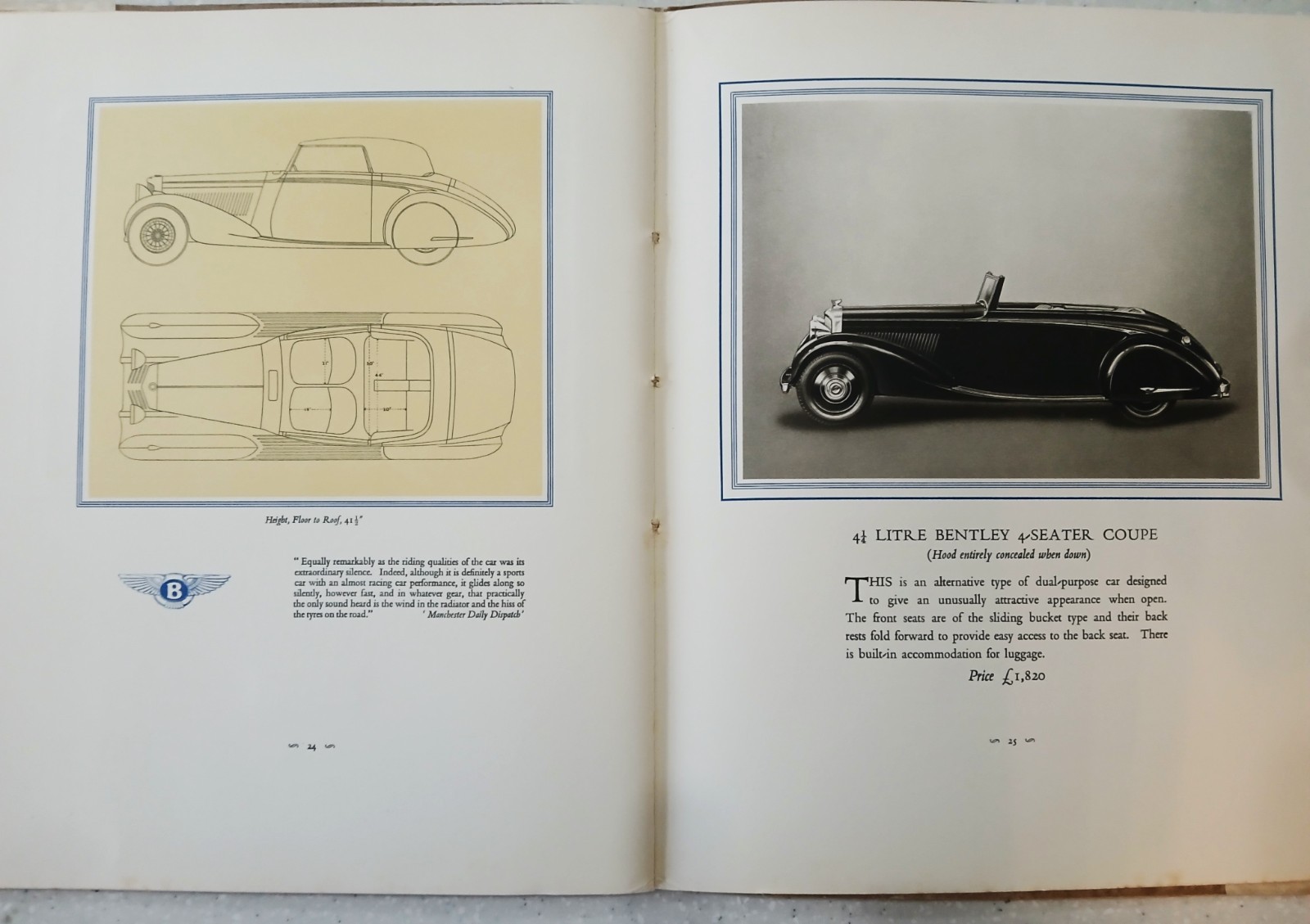 BENTLEY - FOUR AND A QUARTER LITRE - THE SILENT SPORTS CAR - 1930s